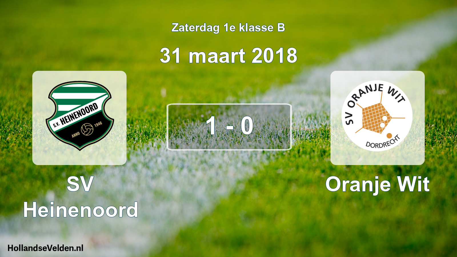 Total number of matches played: SV Heinenoord - Oranje Wit 1 - 0 (31 March 2018)