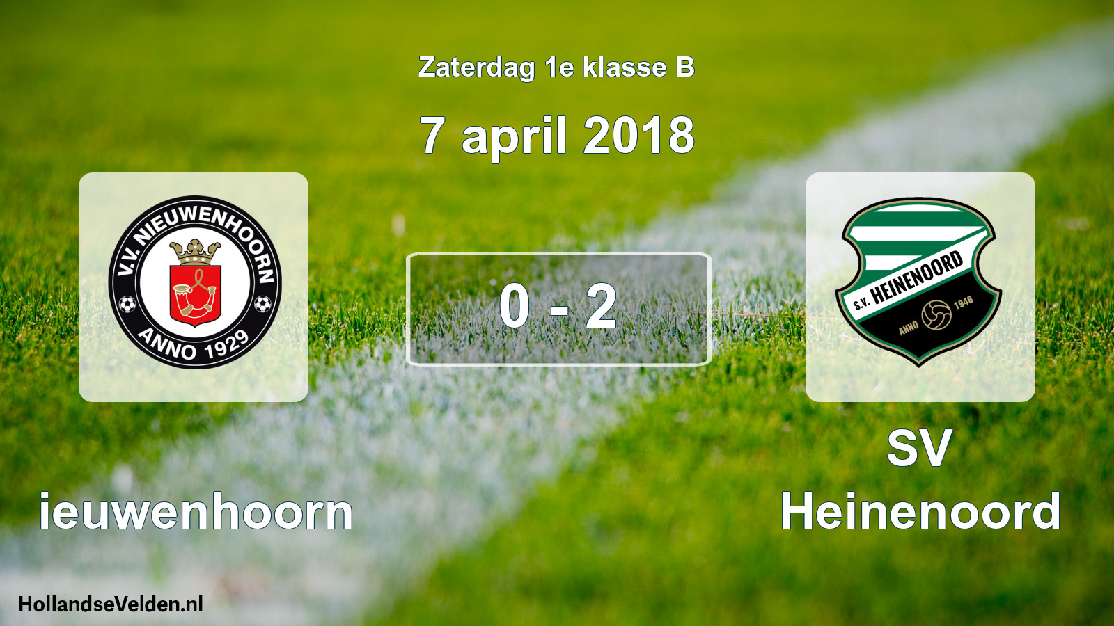 Total number of matches played: Nieuwenhoorn - SV Heinenoord 0 - 2 (7 April 2018)