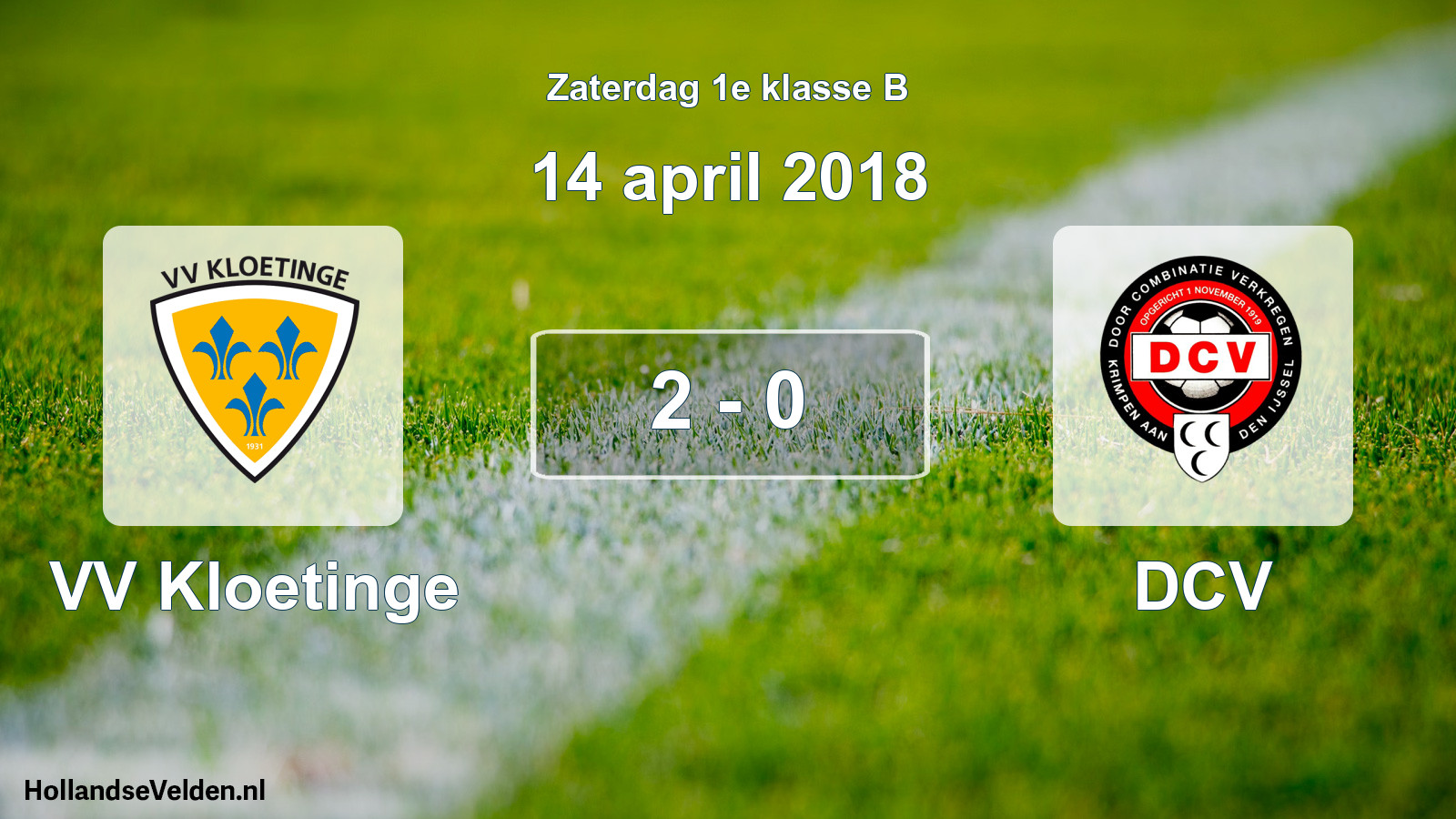 Total number of matches played: VV Kloetinge - DCV 2 - 0 (14 April 2018)