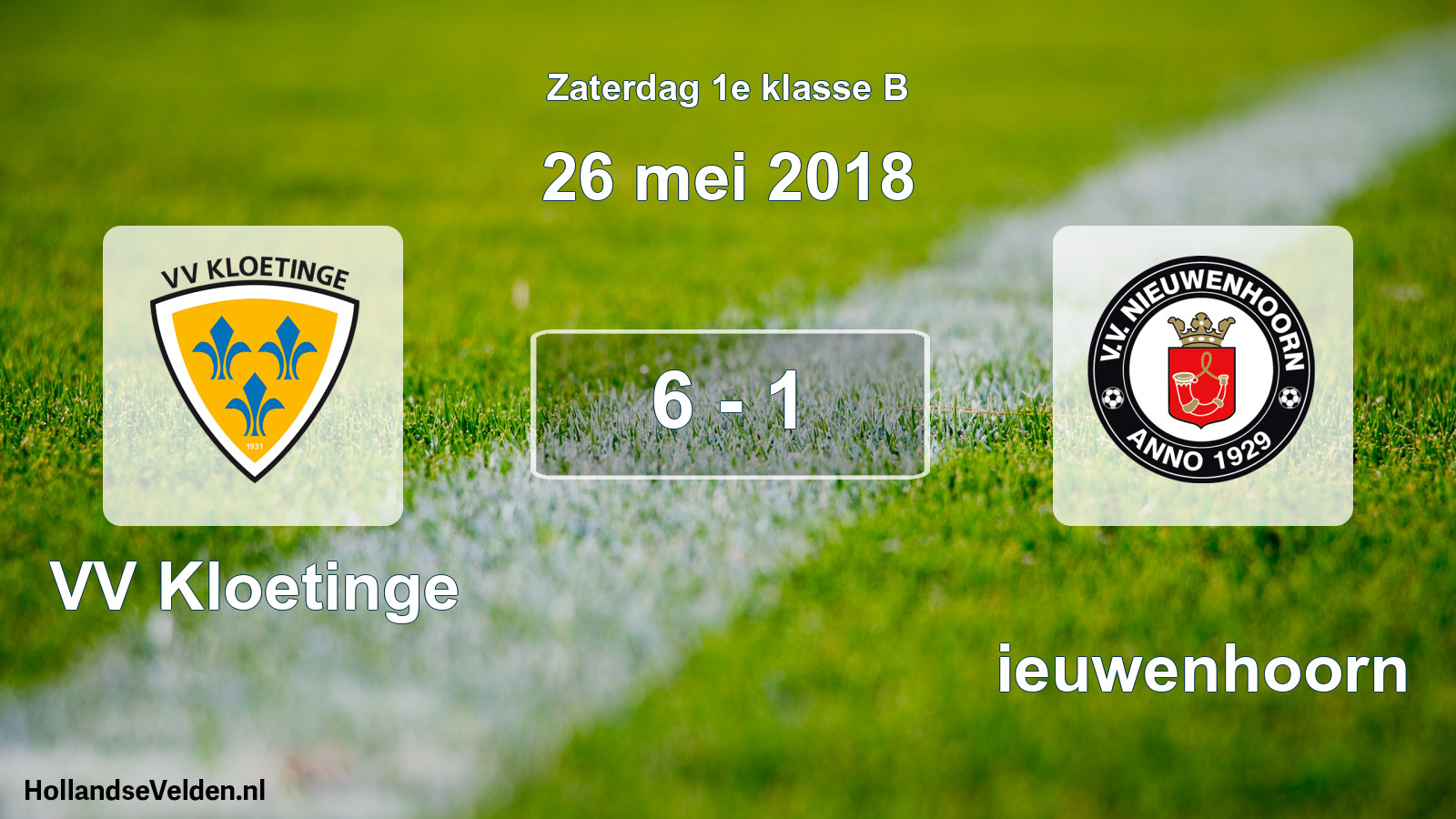 Total number of matches played: VV Kloetinge - Nieuwenhoorn 6 - 1 (26 May 2018)