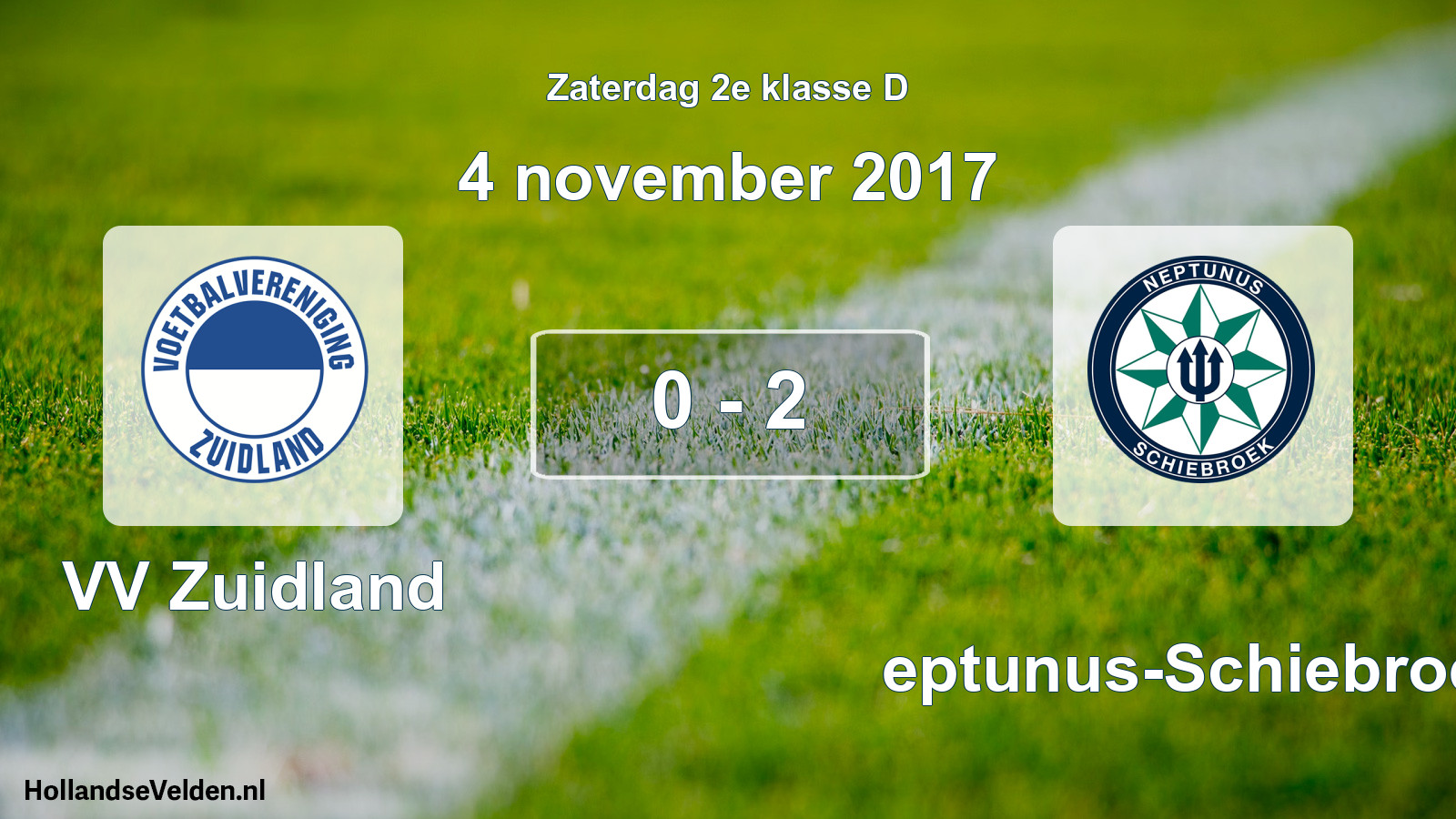 Total number of matches played: VV Zuidland - Neptunus-Schiebroek 0 - 2 (4 November 2017)