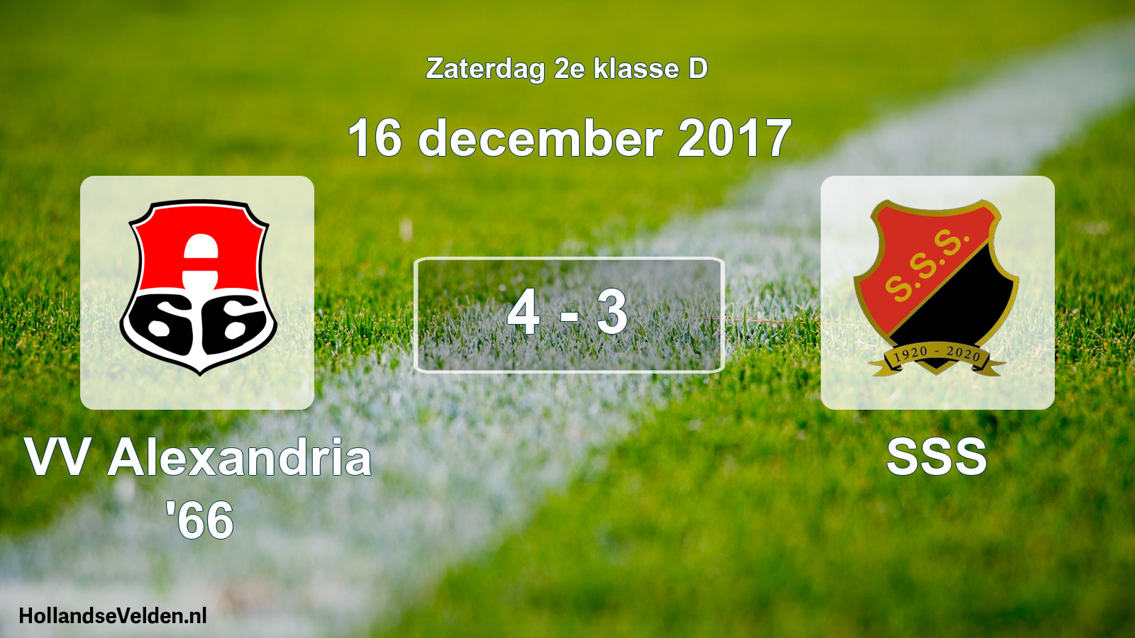 Total number of matches played: VV Alexandria '66 - SSS 4 - 3 (16 December 2017)