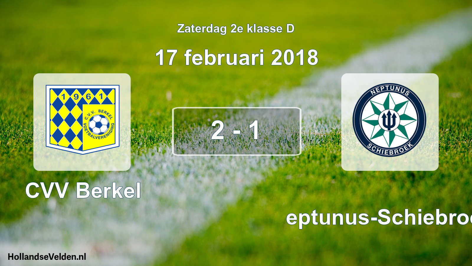 Total number of matches played: CVV Berkel - Neptunus-Schiebroek 2 - 1 (17 February 2018)