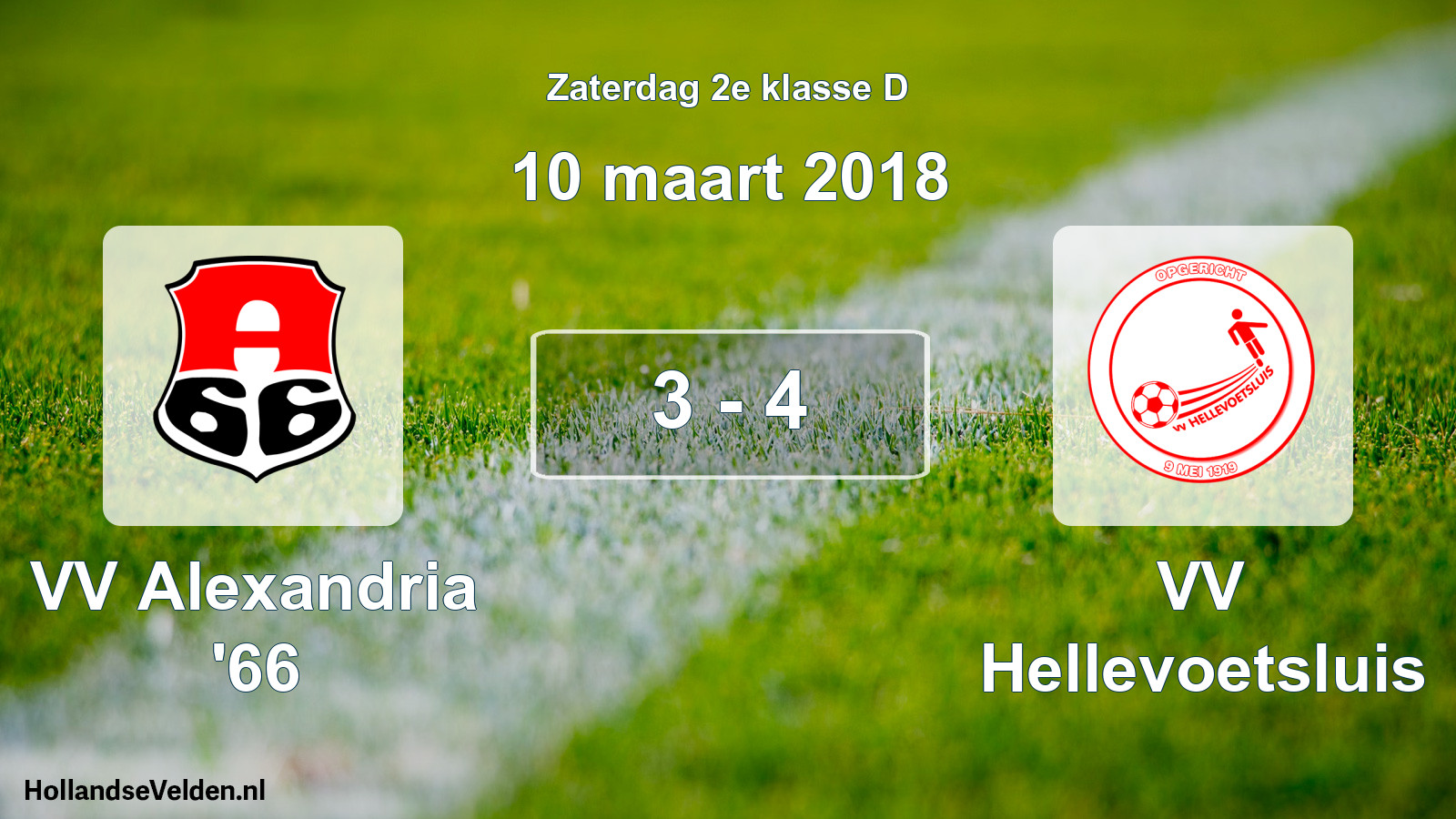 Total number of matches played: VV Alexandria '66 - VV Hellevoetsluis 3 - 4 (10 March 2018)