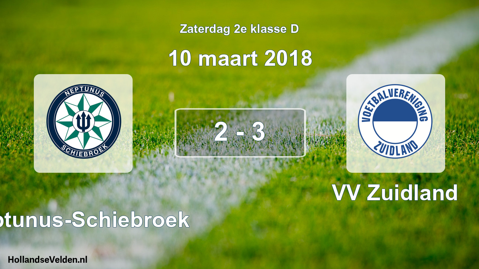 Total number of matches played: Neptunus-Schiebroek - VV Zuidland 2 - 3 (10 March 2018)
