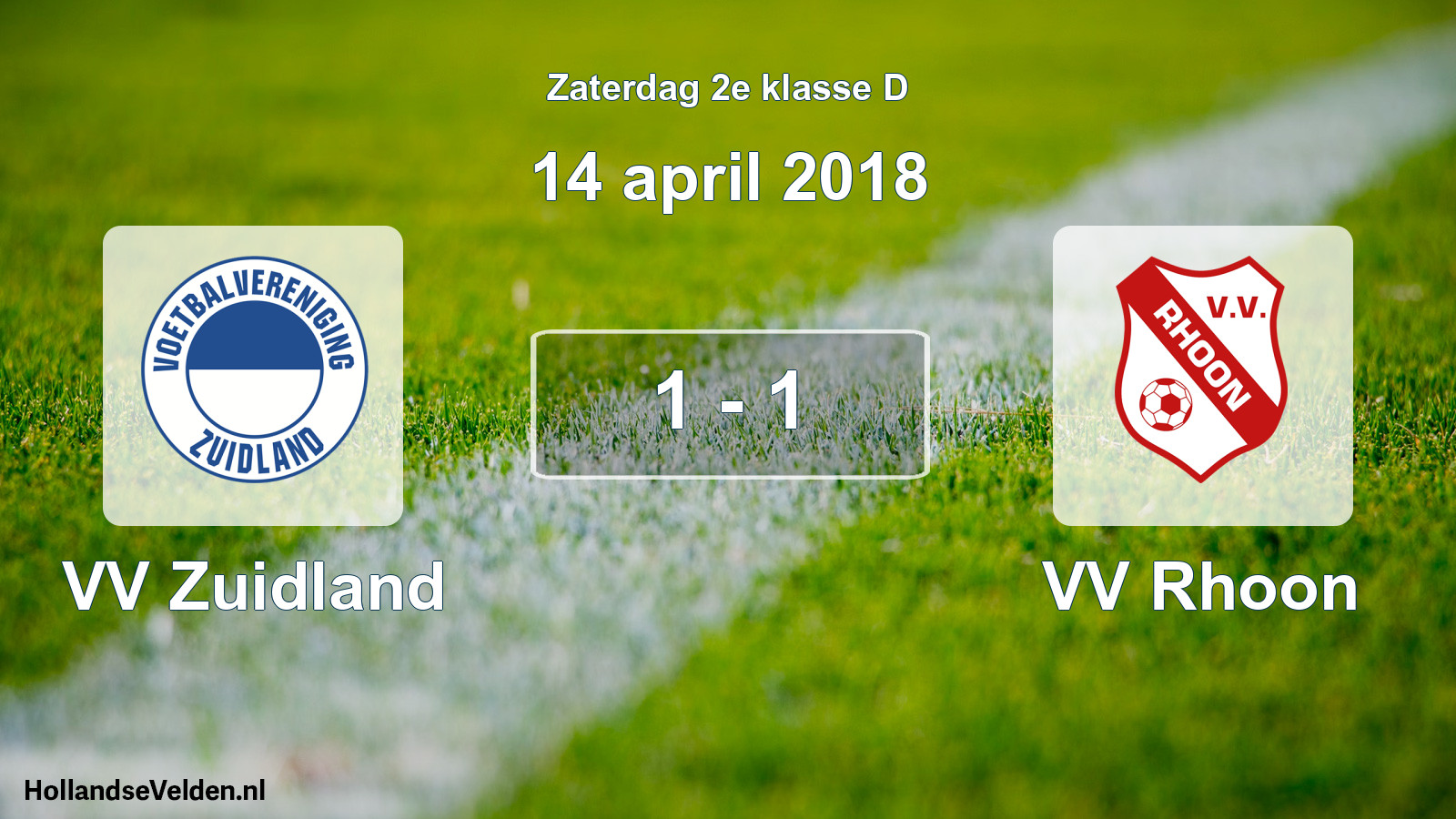 Total number of matches played: VV Zuidland - VV Rhoon 1 - 1 (14 April 2018)