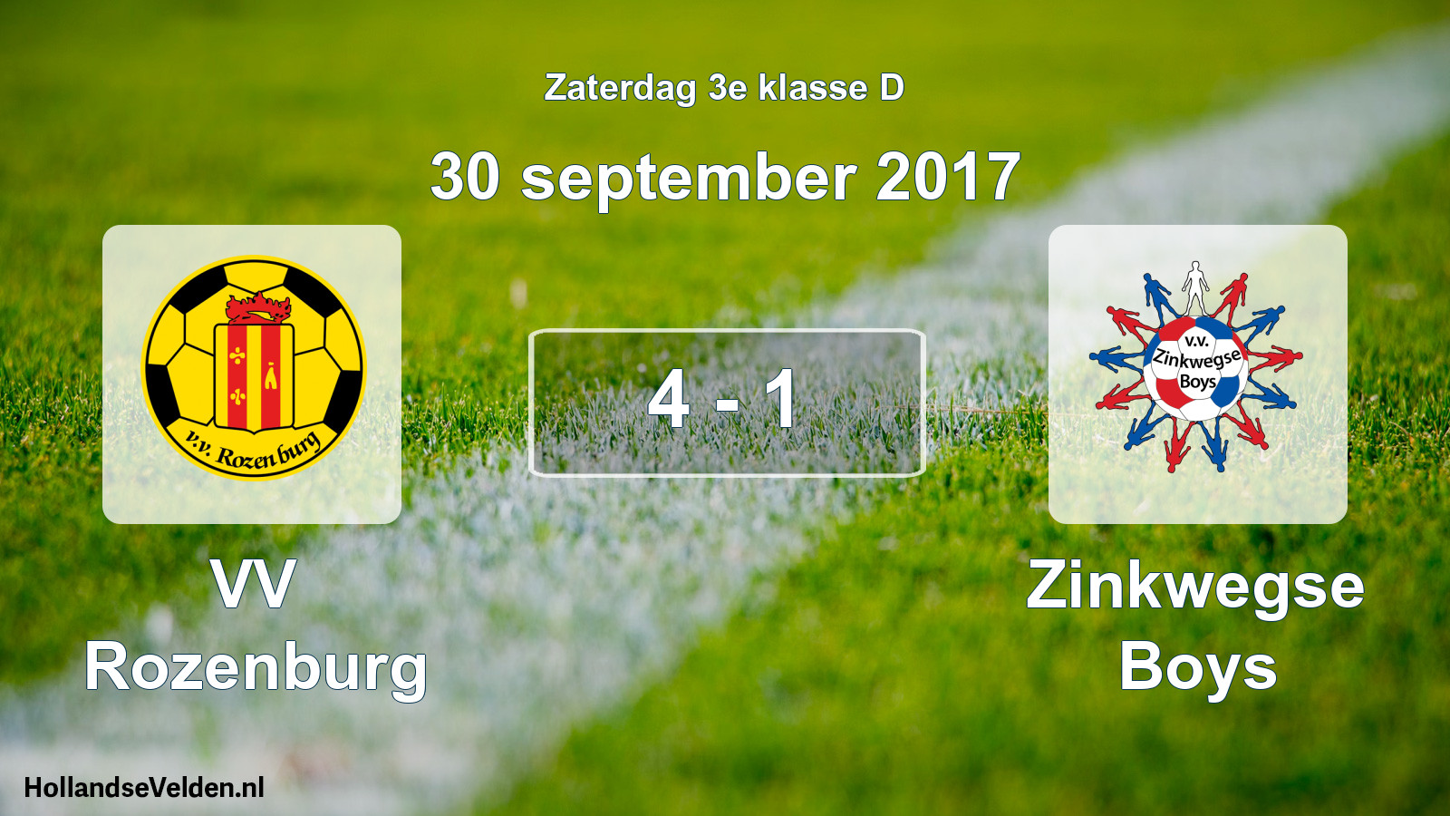 Total number of matches played: VV Rozenburg - Zinkwegse Boys 4 - 1 (30 September 2017)
