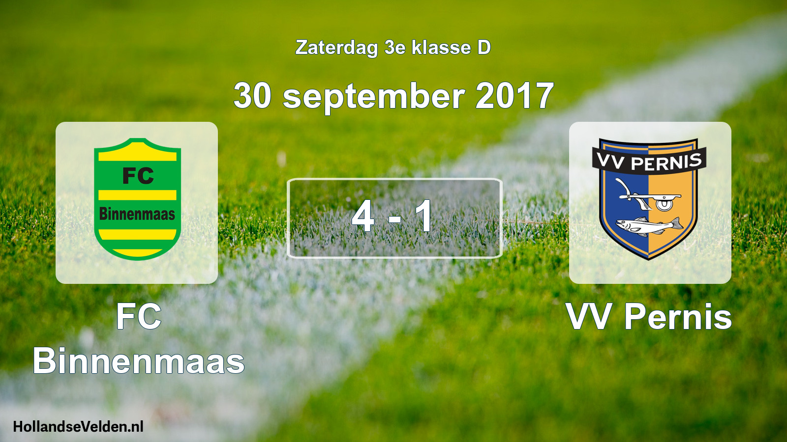 Total number of matches played: FC Binnenmaas - VV Pernis 4 - 1 (30 September 2017)