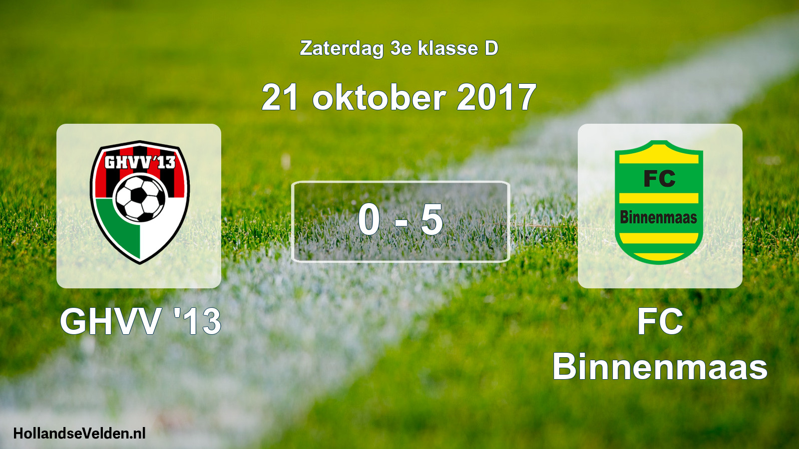 Total number of matches played: GHVV '13 - FC Binnenmaas 0 - 5 (21 October 2017)