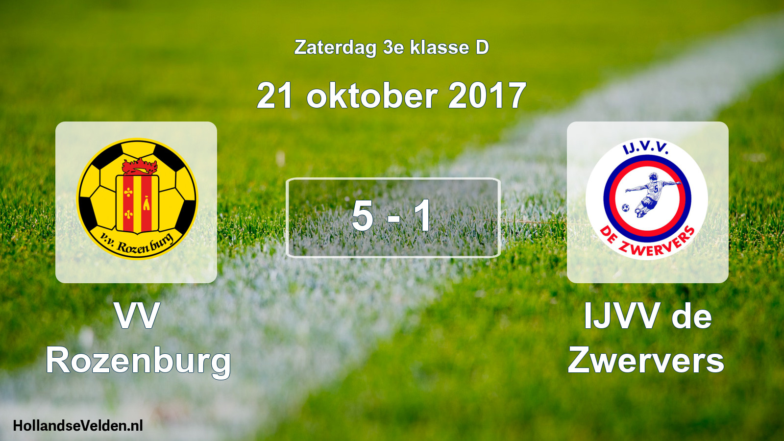 Total number of matches played: VV Rozenburg - IJVV de Zwervers 5 - 1 (21 October 2017)