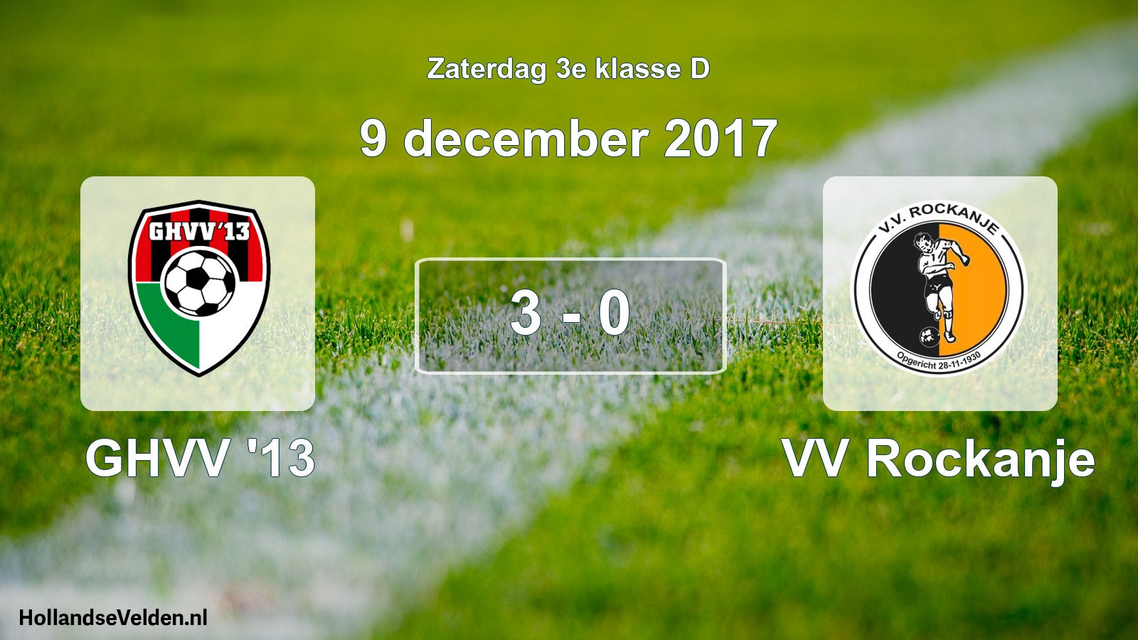 Total number of matches played: GHVV '13 - VV Rockanje 3 - 0 (9 December 2017)