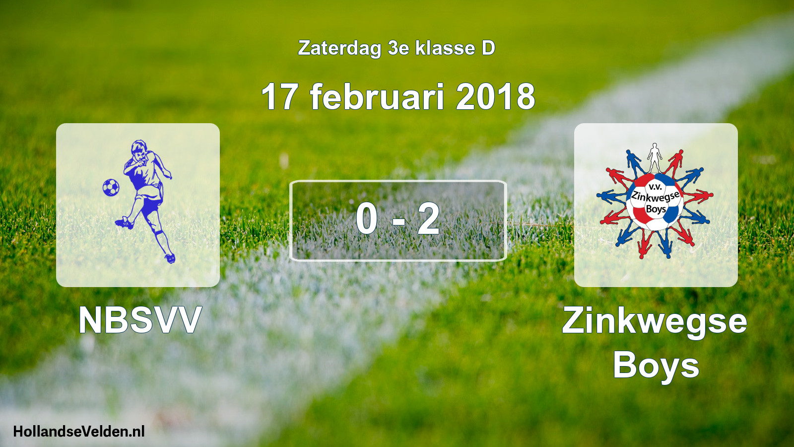 Total number of matches played: NBSVV - Zinkwegse Boys 0 - 2 (17 February 2018)