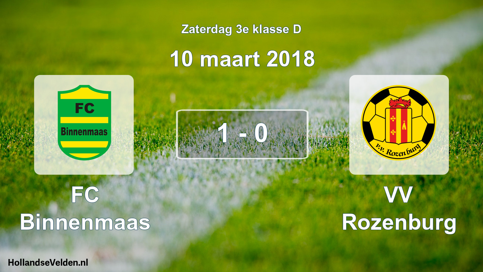 Total number of matches played: FC Binnenmaas - VV Rozenburg 1 - 0 (10 March 2018)