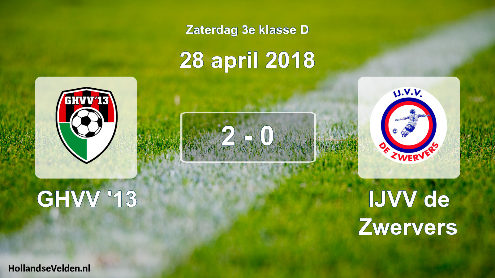 Total number of matches played: GHVV '13 - IJVV de Zwervers 2 - 0 (28 April 2018)