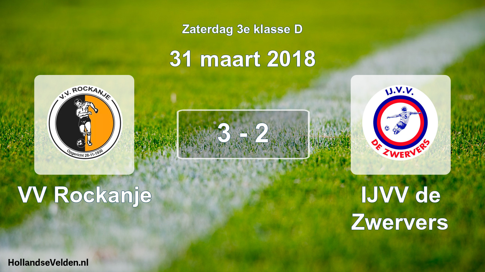 Total number of matches played: VV Rockanje - IJVV de Zwervers 3 - 2 (31 March 2018)