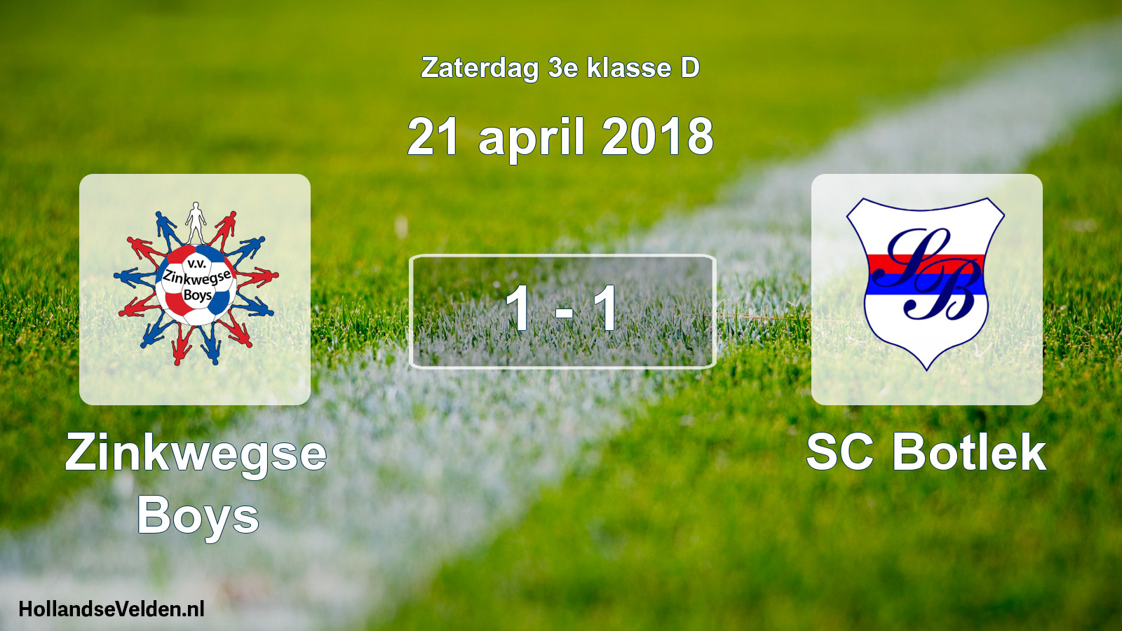 Total number of matches played: Zinkwegse Boys - SC Botlek 1 - 1 (21 April 2018)
