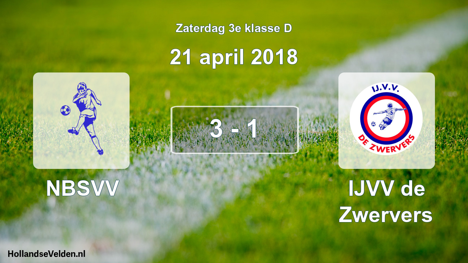 Total number of matches played: NBSVV - IJVV de Zwervers 3 - 1 (21 April 2018)