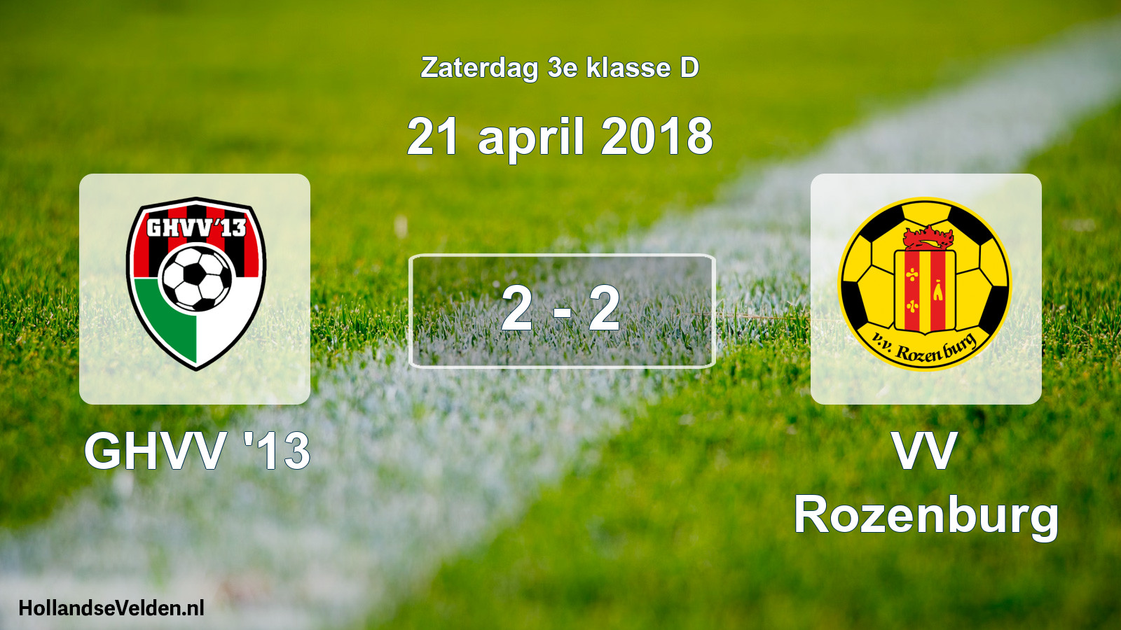 Total number of matches played: GHVV '13 - VV Rozenburg 2 - 2 (21 April 2018)
