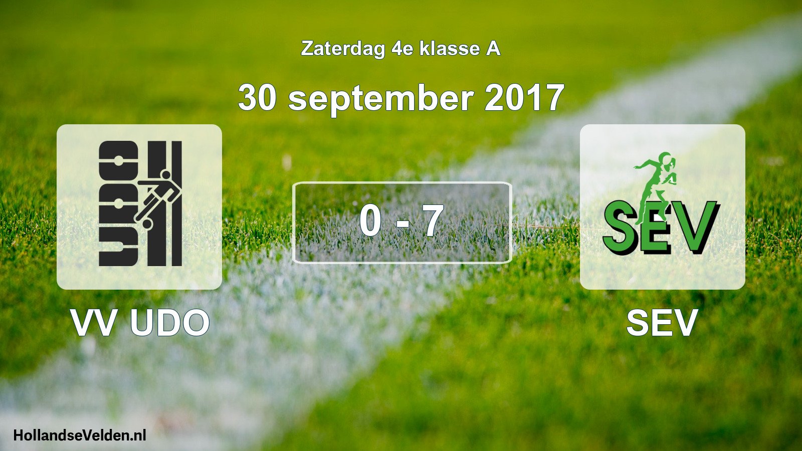 Total number of matches played: VV UDO - SEV 0 - 7 (30 September 2017)