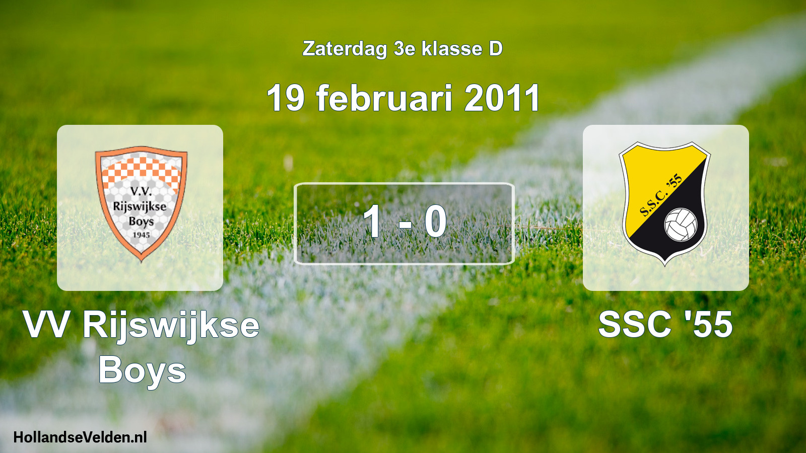Total number of matches played: VV Rijswijkse Boys - SSC '55 1 - 0 (19 February 2011)