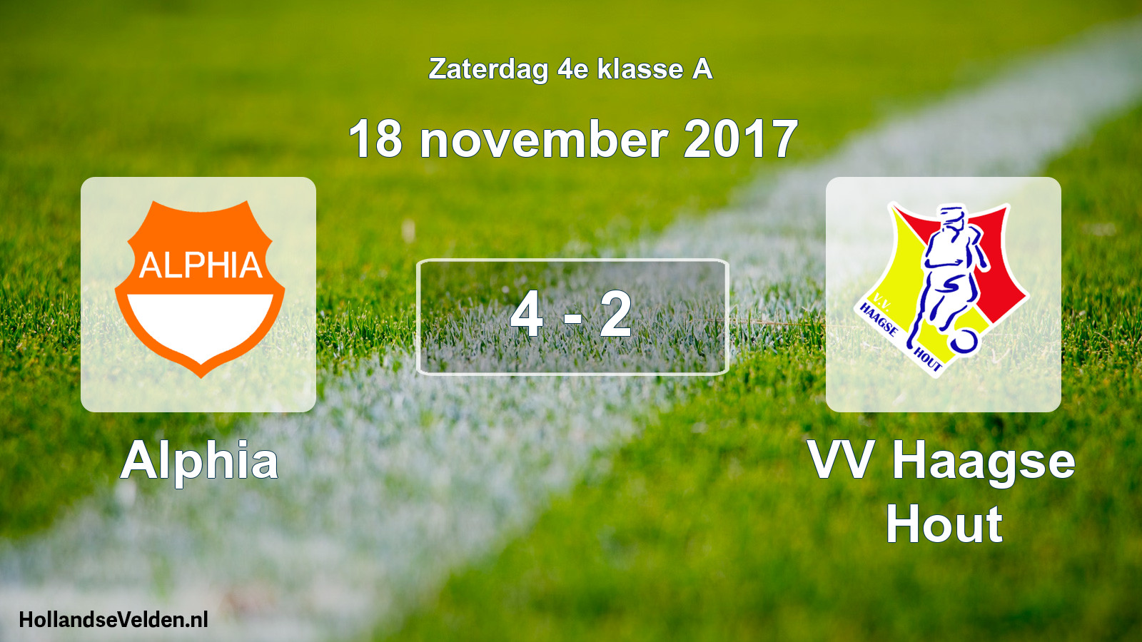 Total number of matches played: Alphia - VV Haagse Hout 4 - 2 (18 November 2017)