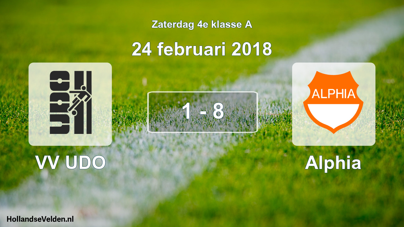 Total number of matches played: VV UDO - Alphia 1 - 8 (24 February 2018)