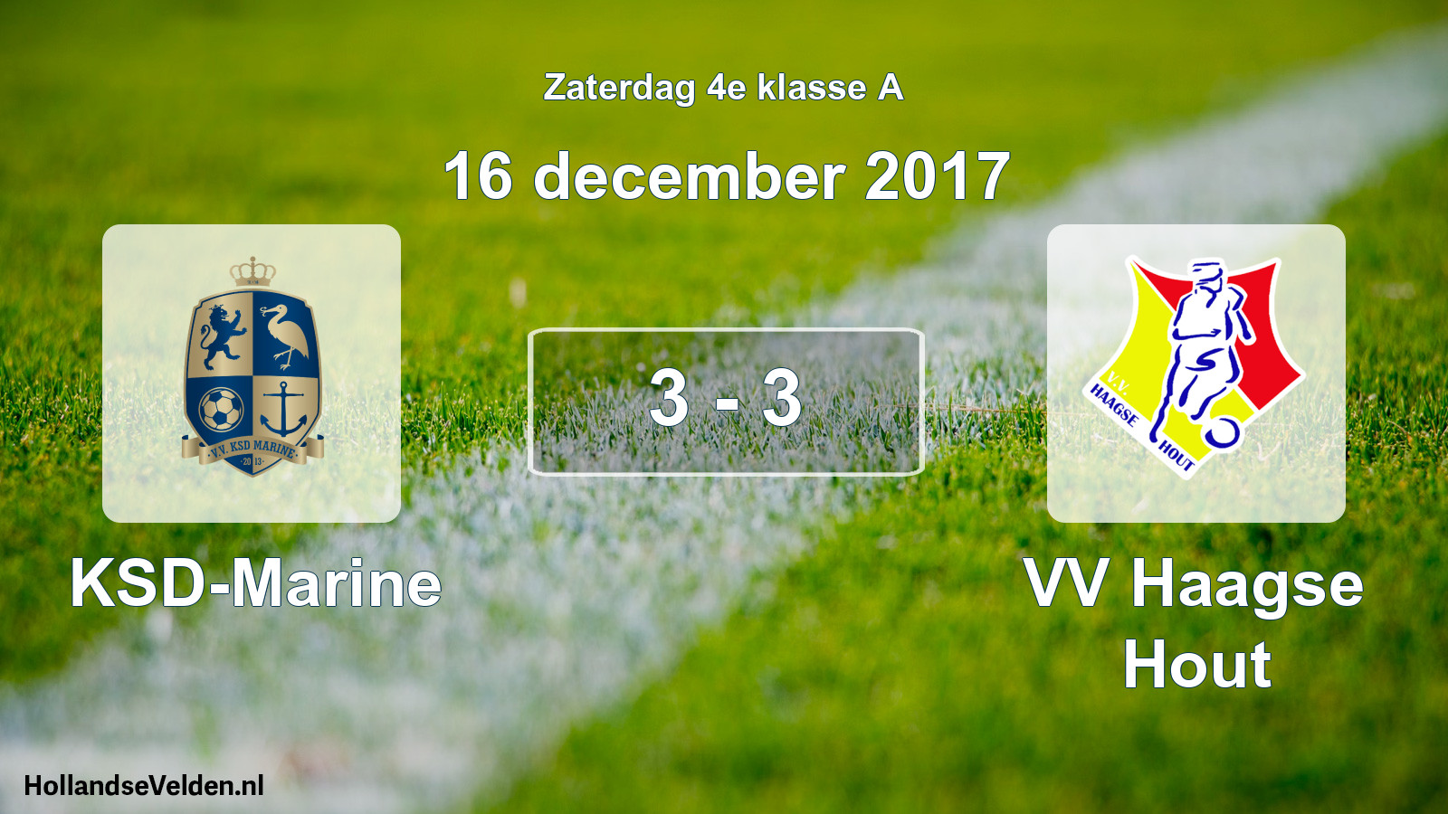 Total number of matches played: KSD-Marine - VV Haagse Hout 3 - 3 (16 December 2017)