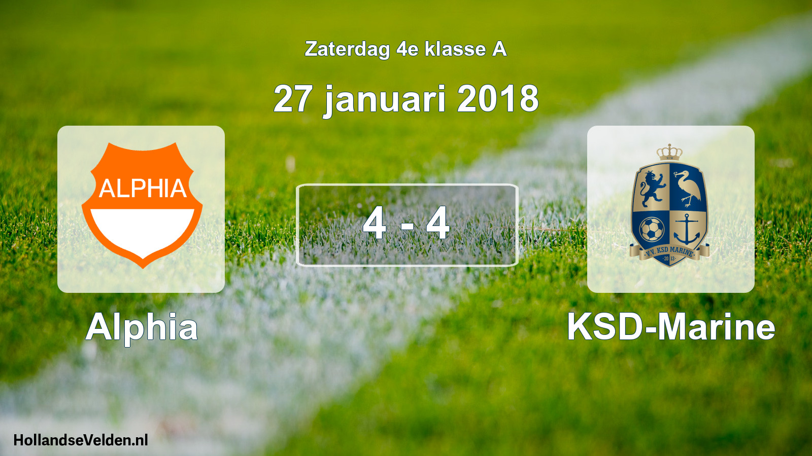 Total number of matches played: Alphia - KSD-Marine 4 - 4 (27 January 2018)
