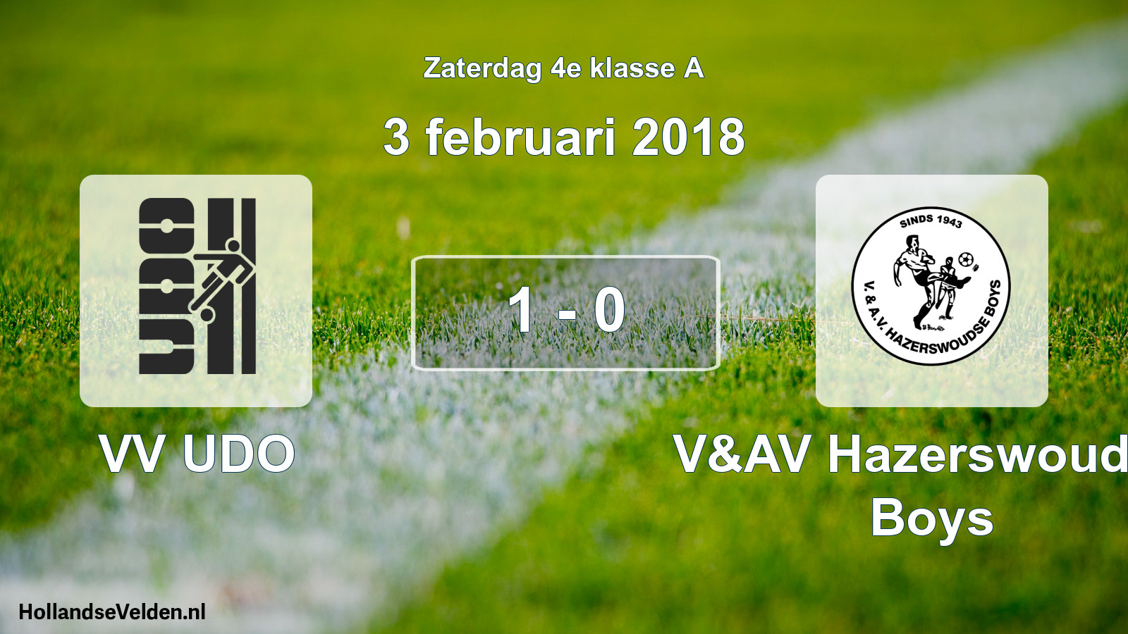 Total number of matches played: VV UDO - V&AV Hazerswoudse Boys 1 - 0 (3 February 2018)