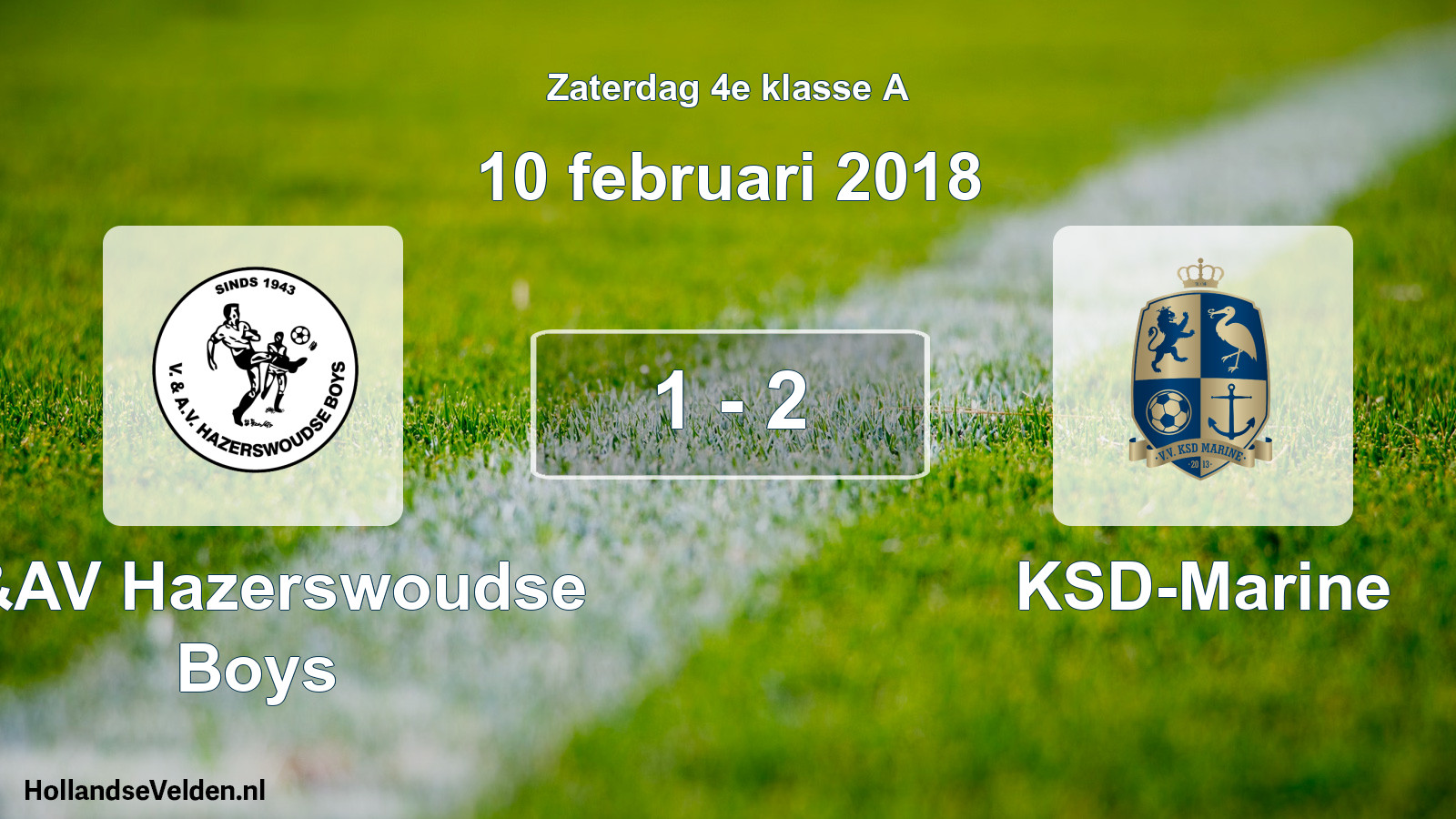 Total number of matches played: V&AV Hazerswoudse Boys - KSD-Marine 1 - 2 (10 February 2018)