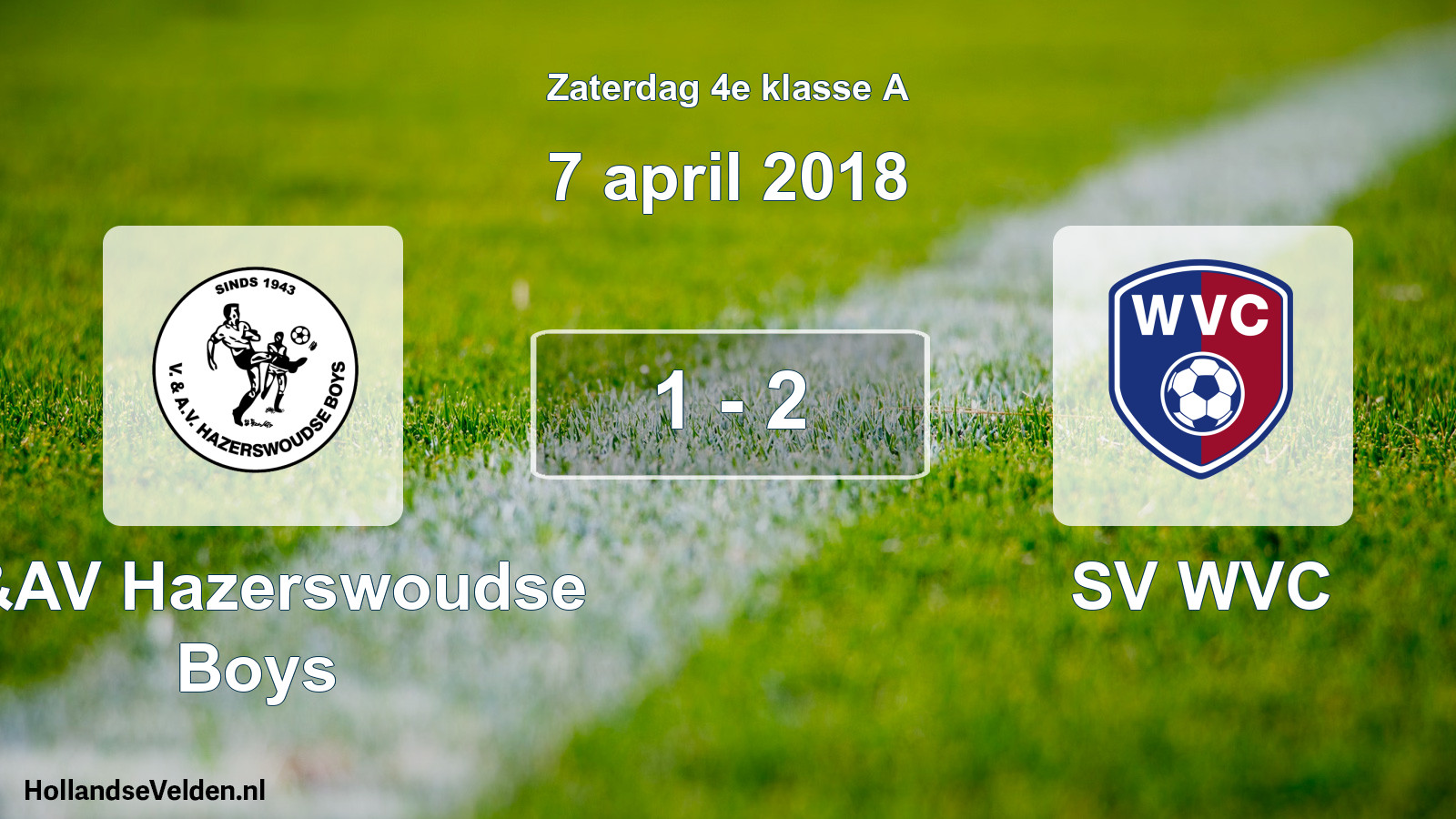 Total number of matches played: V&AV Hazerswoudse Boys - SV WVC 1 - 2 (7 April 2018)