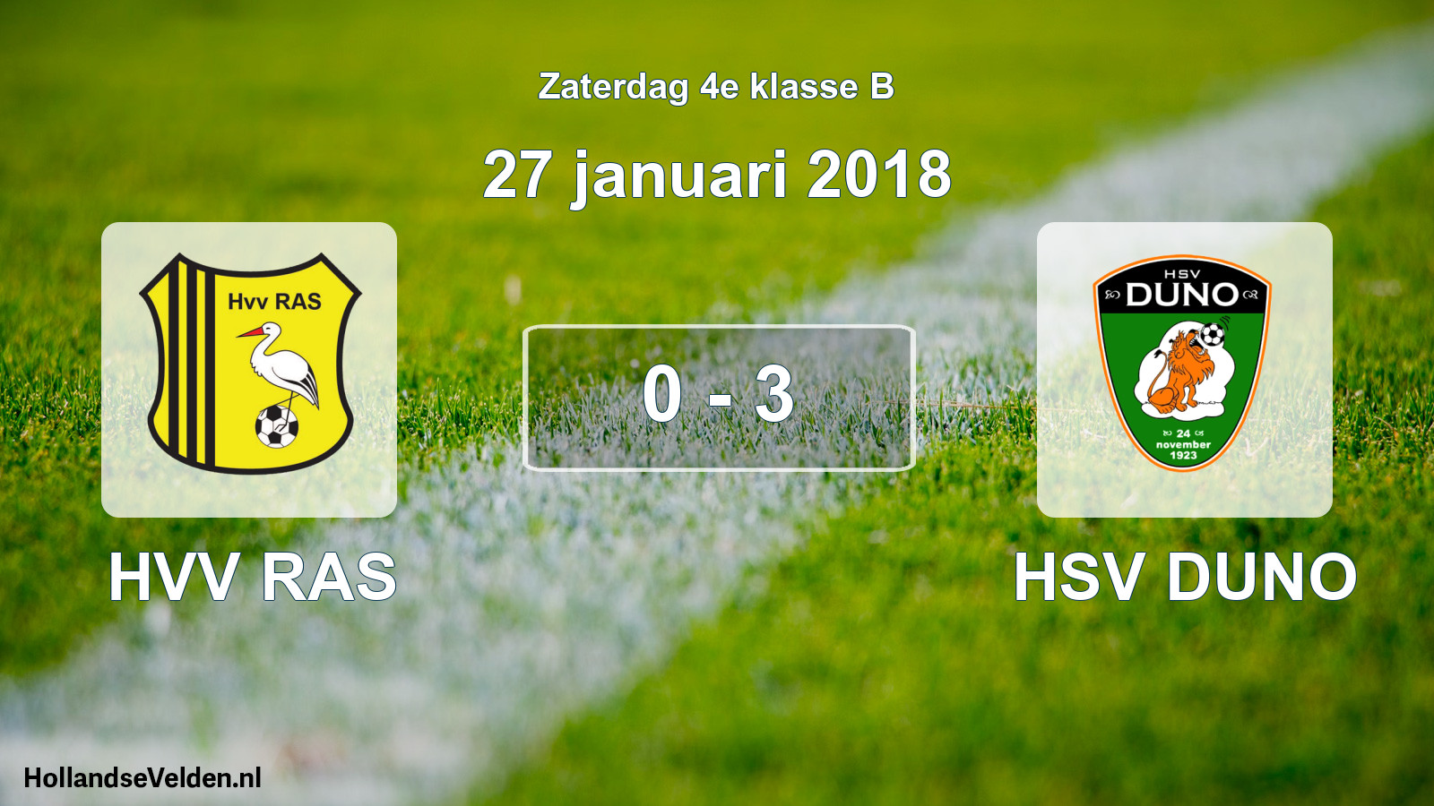 Total number of matches played: HVV RAS - HSV DUNO 0 - 3 (27 January 2018)