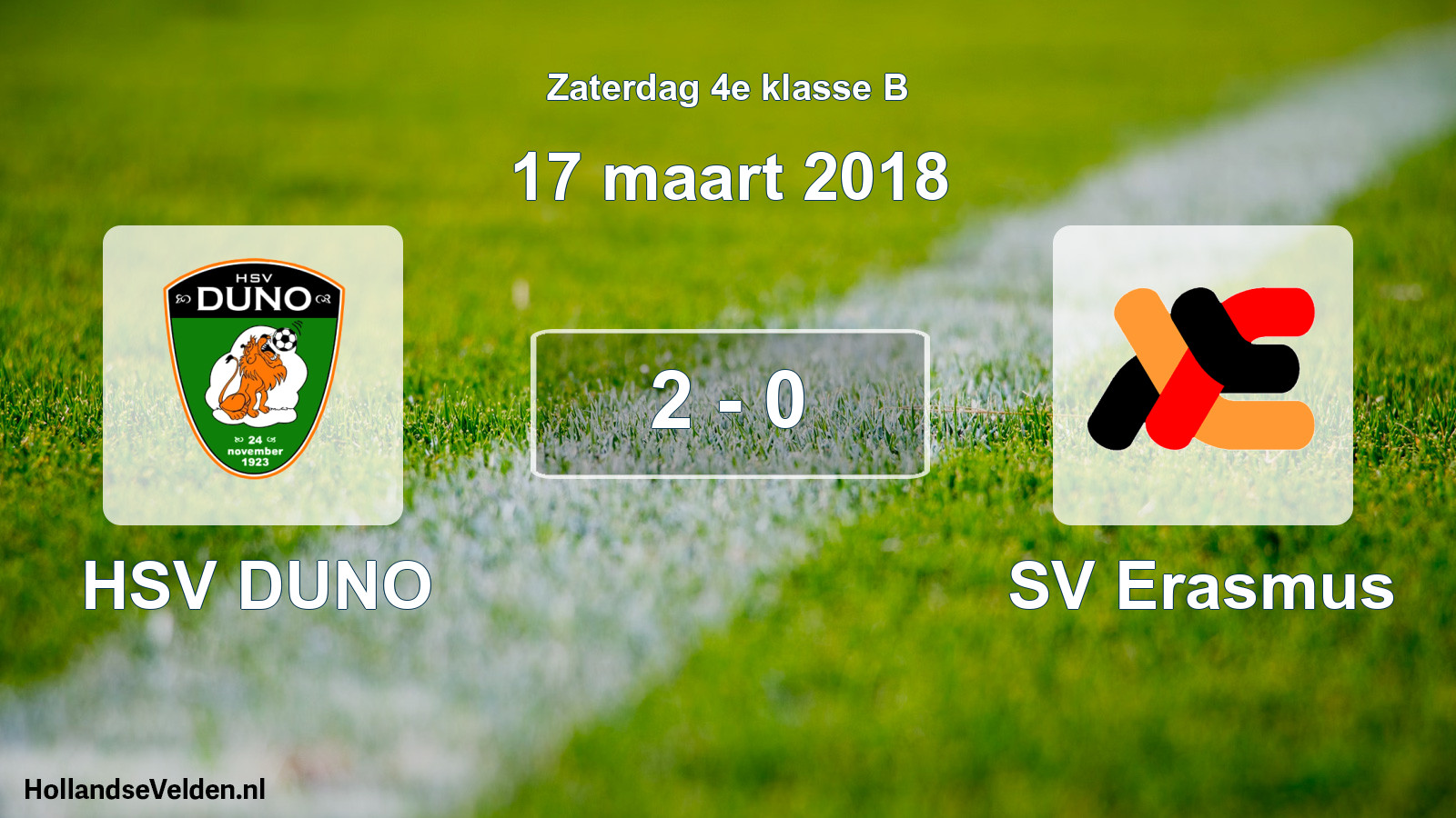 Total number of matches played: HSV DUNO - SV Erasmus 2 - 0 (17 March 2018)