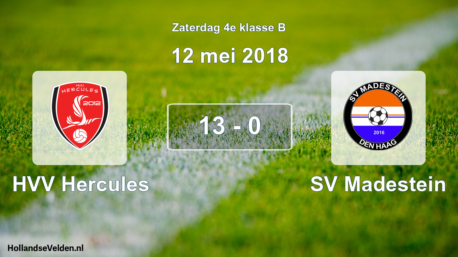 Total number of matches played: HVV Hercules - SV Madestein 13 - 0 (12 May 2018)