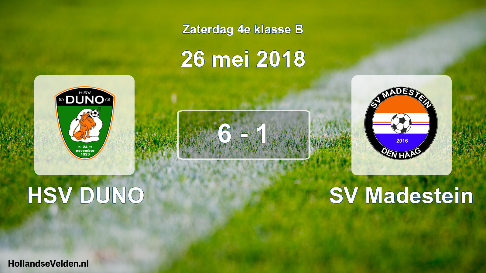 Total number of matches played: HSV DUNO - SV Madestein 6 - 1 (26 May 2018)