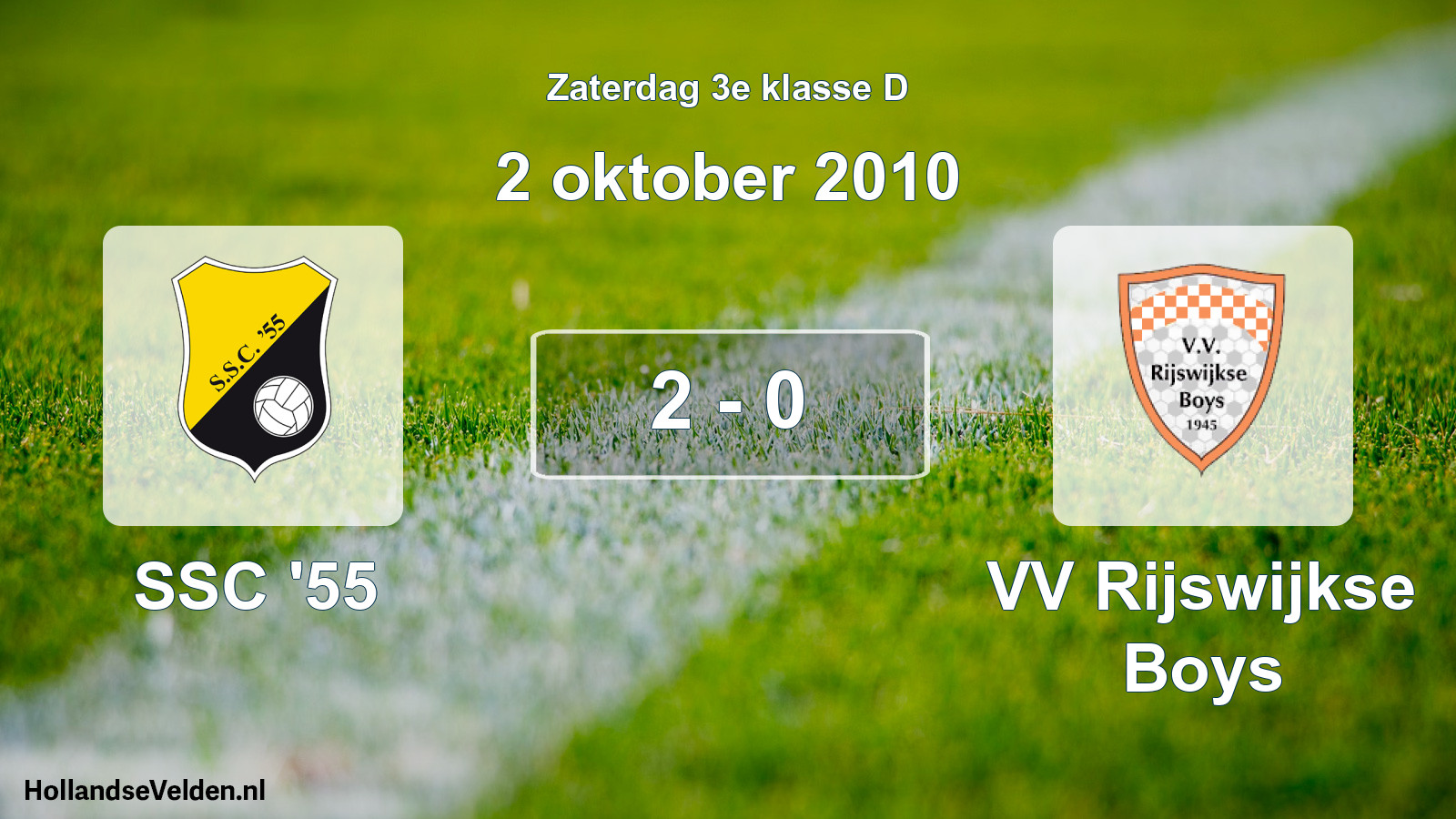 Total number of matches played: SSC '55 - VV Rijswijkse Boys 2 - 0 (2 October 2010)