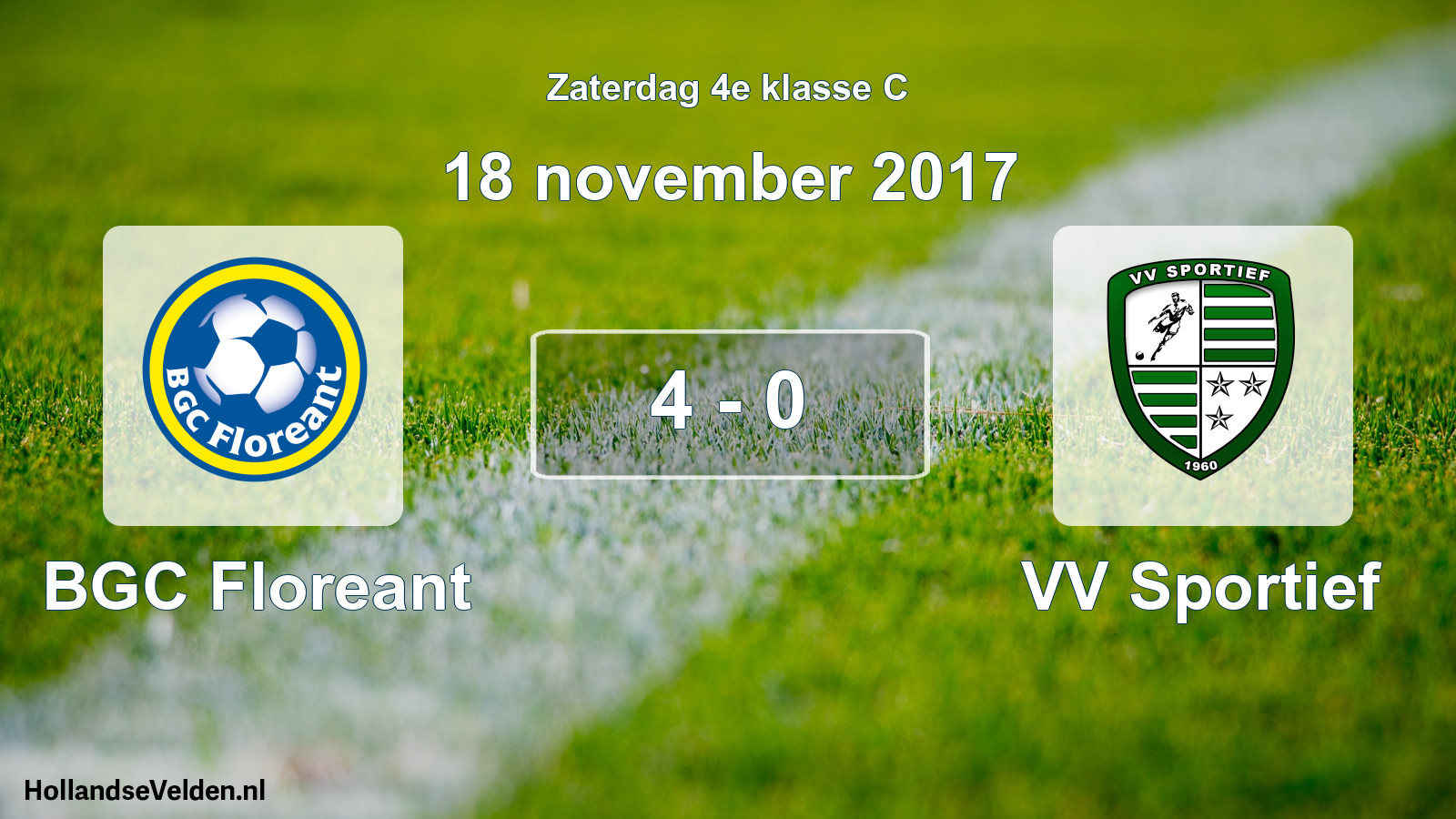 Total number of matches played: BGC Floreant - VV Sportief 4 - 0 (18 November 2017)