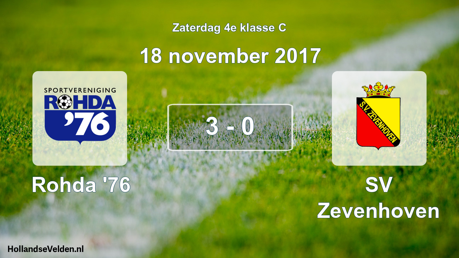 Total number of matches played: Rohda '76 - SV Zevenhoven 3 - 0 (18 November 2017)