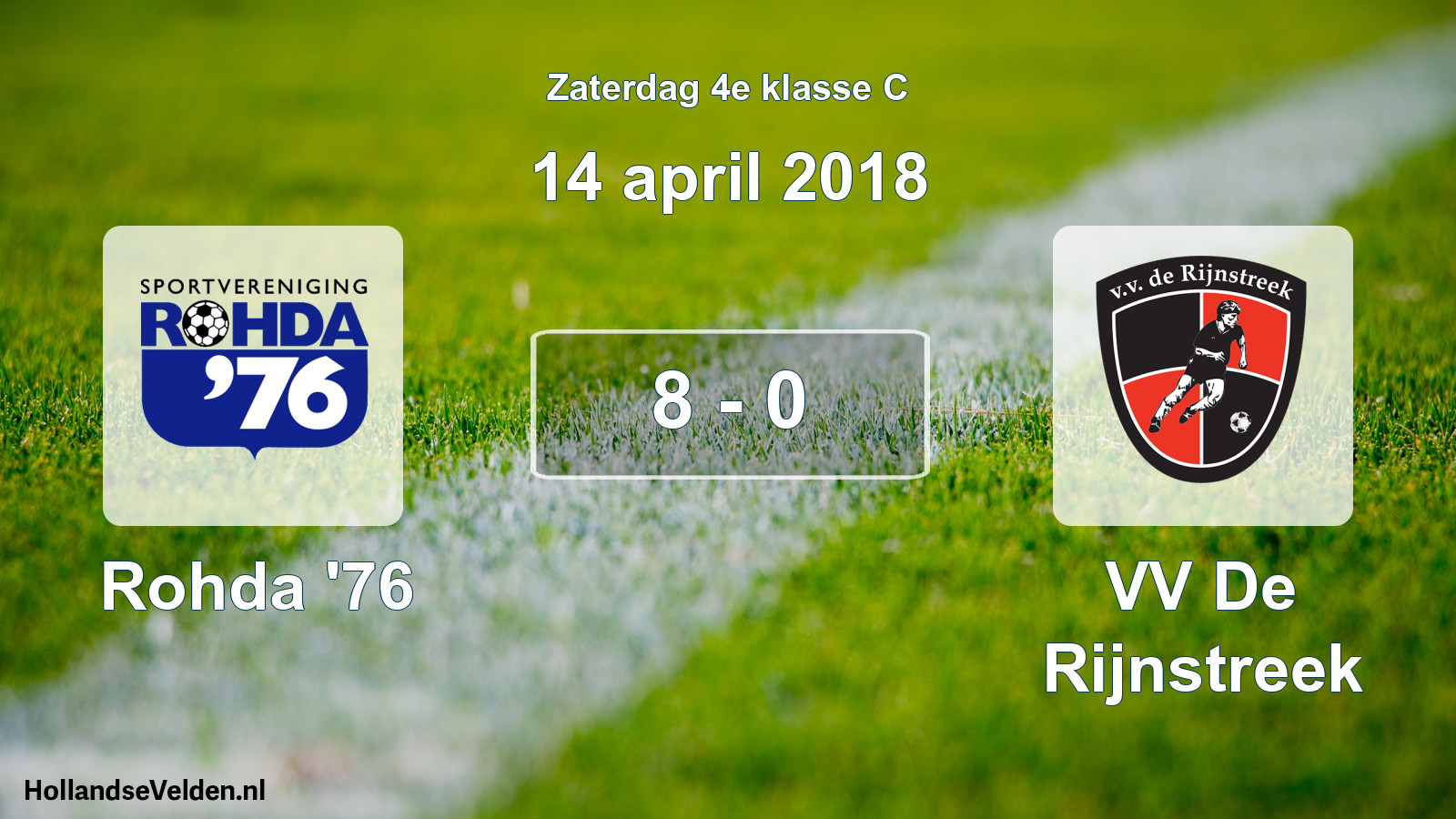 Total number of matches played: Rohda '76 - VV De Rijnstreek 8 - 0 (14 April 2018)