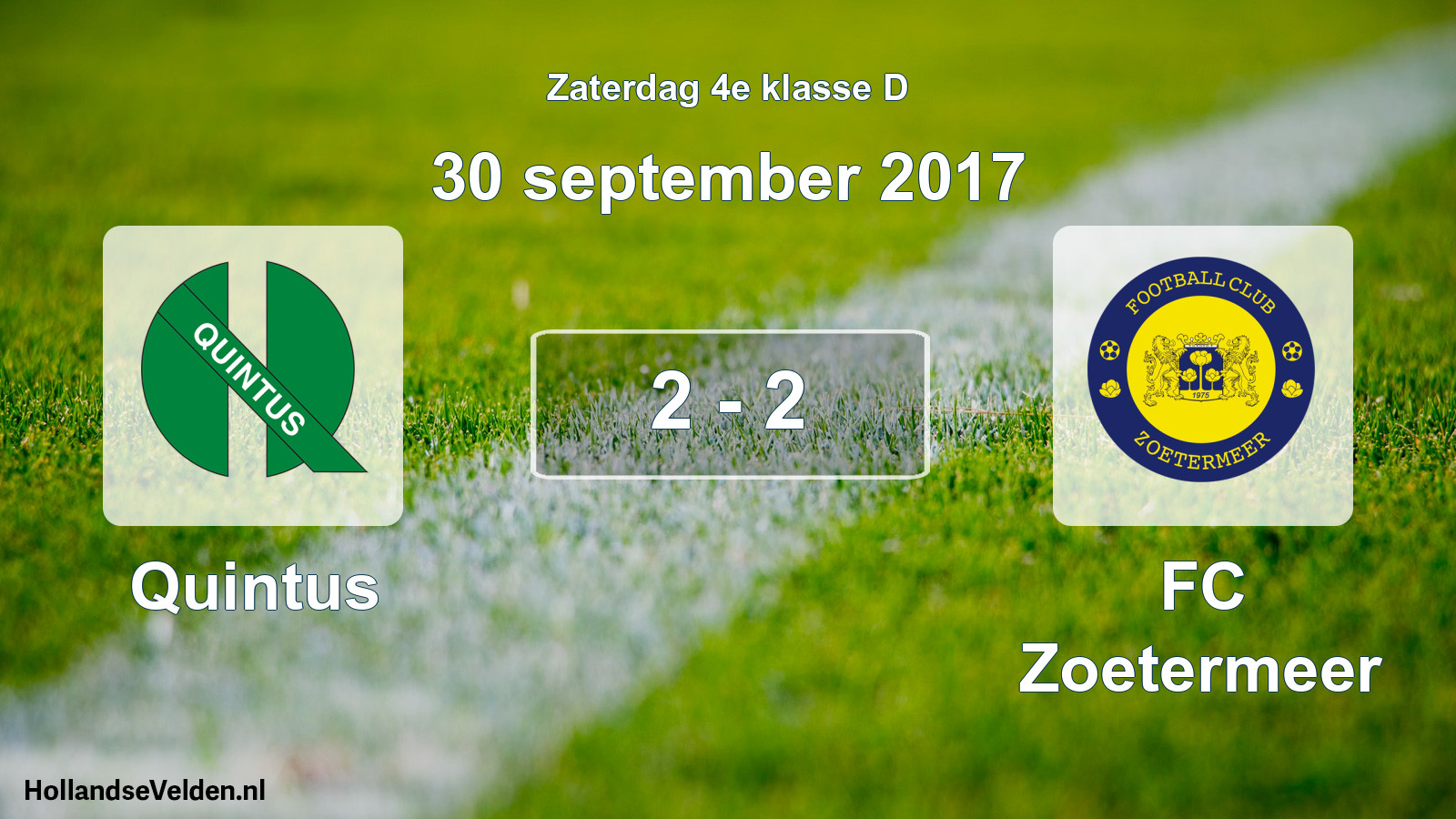 Total number of matches played: Quintus - FC Zoetermeer 2 - 2 (30 September 2017)