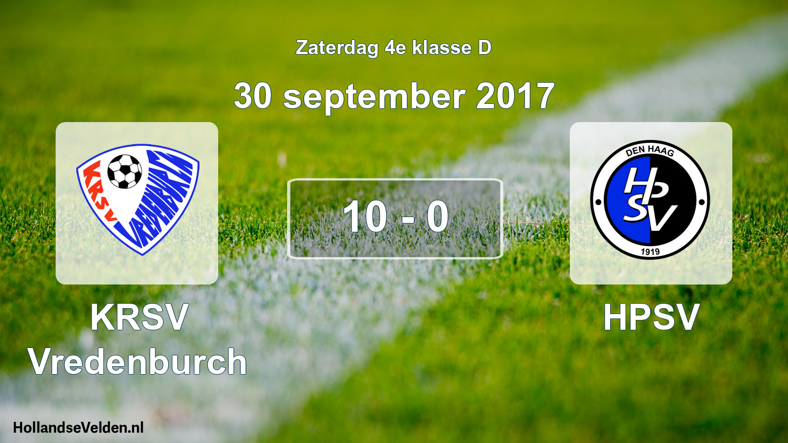 Total number of matches played: KRSV Vredenburch - HPSV 10 - 0 (30 September 2017)