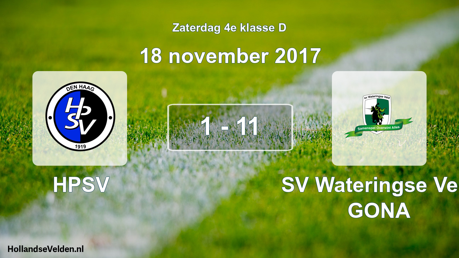 Total number of matches played: HPSV - SV Wateringse Veld GONA 1 - 11 (18 November 2017)