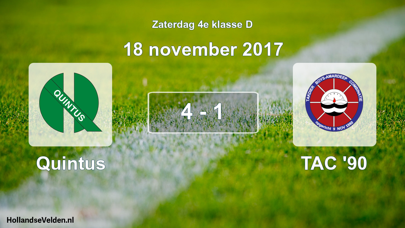 Total number of matches played: Quintus - TAC '90 4 - 1 (18 November 2017)