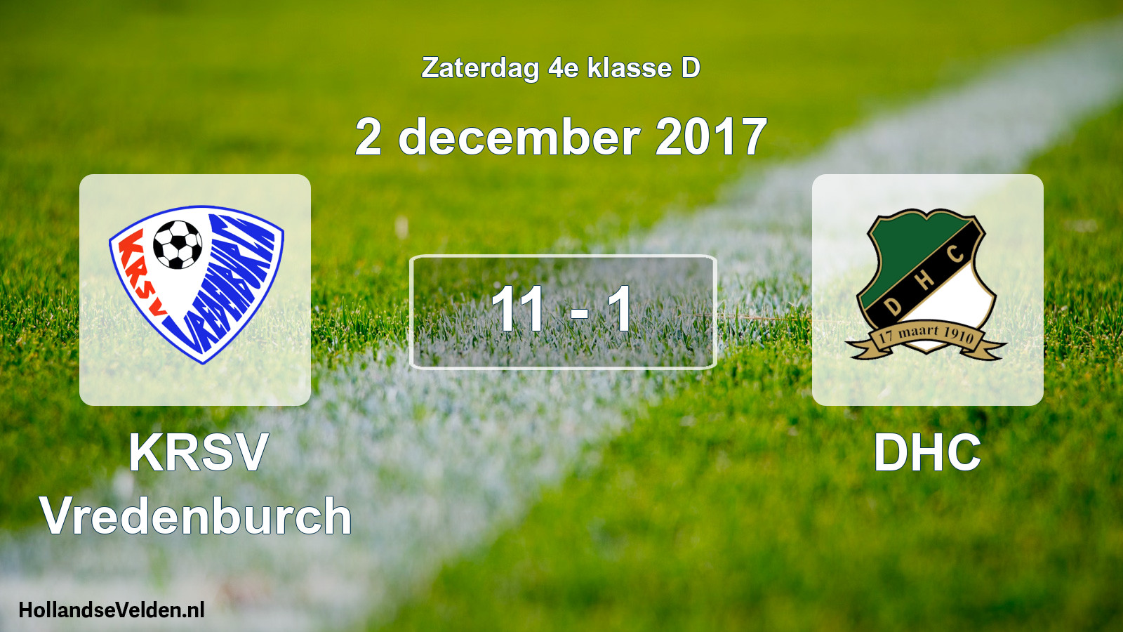 Gespeelde wedstrijd: KRSV Vredenburch - DHC 11 - 1 (2 december 2017)