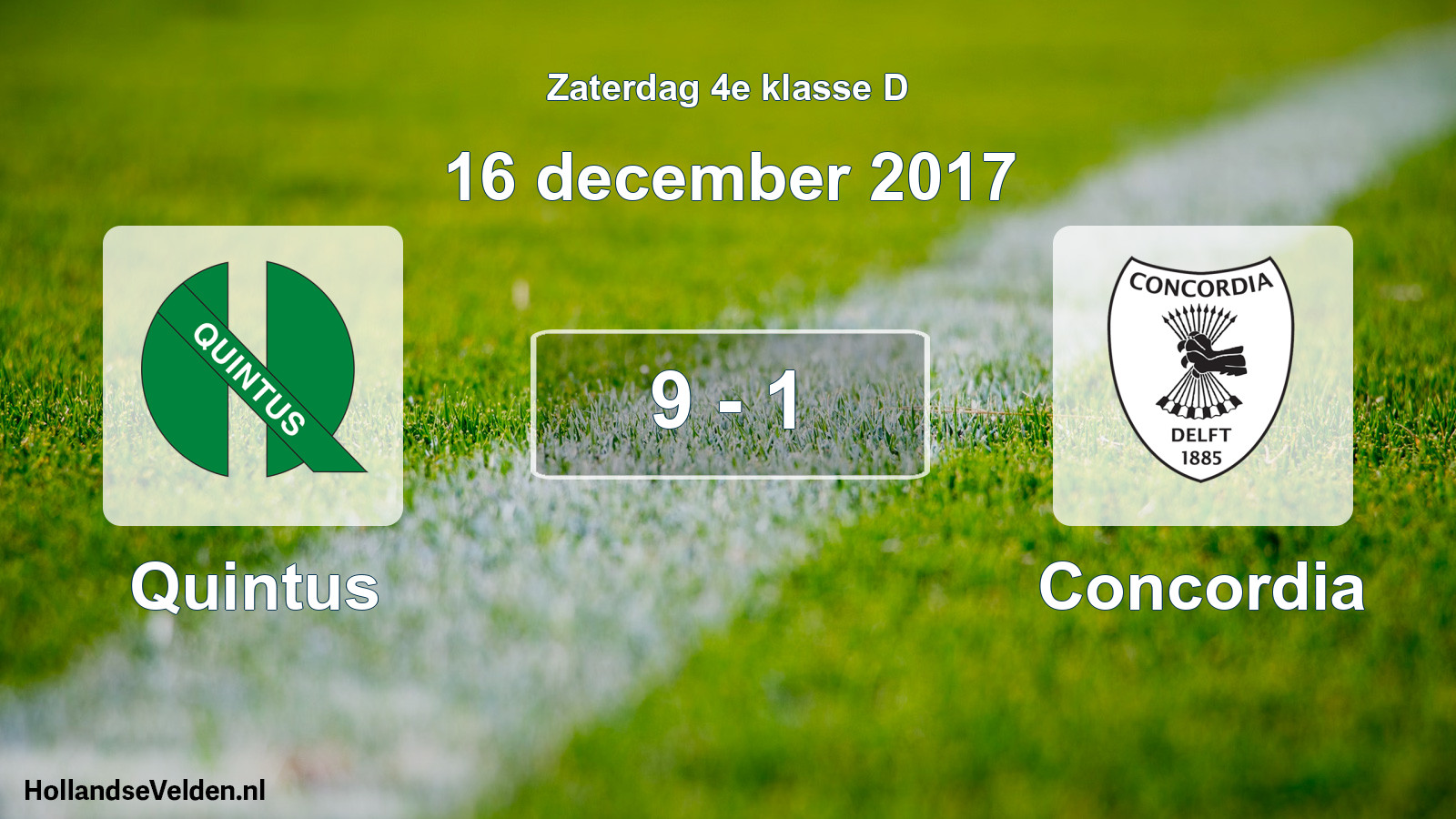 Total number of matches played: Quintus - Concordia 9 - 1 (16 December 2017)