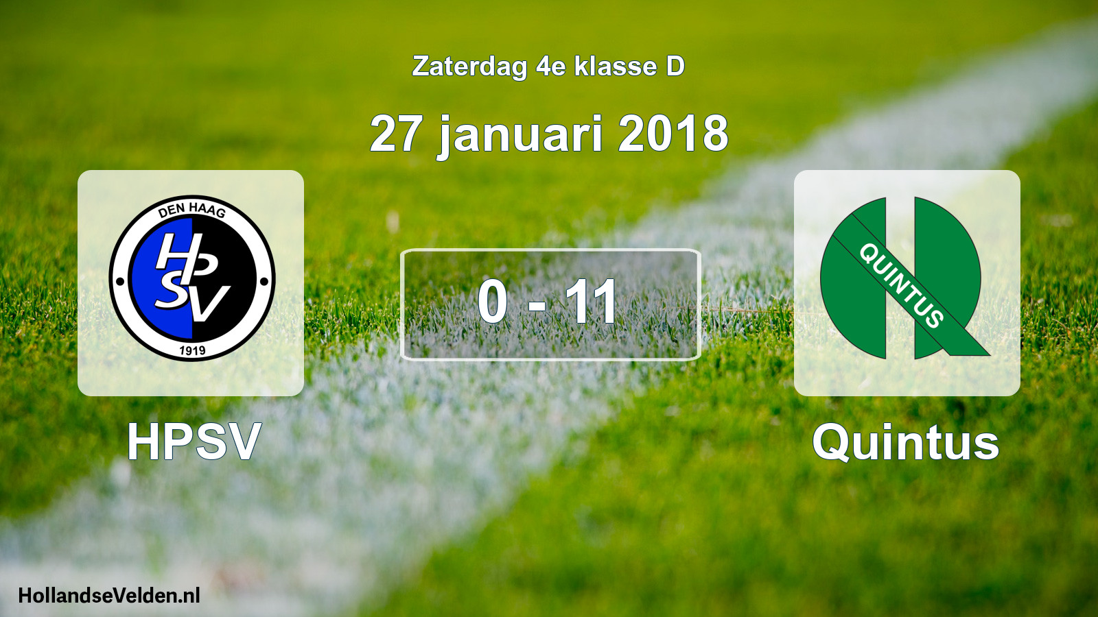 Total number of matches played: HPSV - Quintus 0 - 11 (27 January 2018)