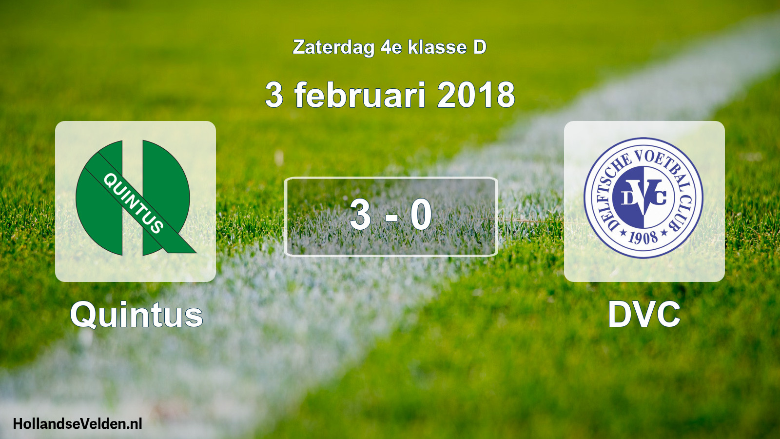Total number of matches played: Quintus - DVC 3 - 0 (3 February 2018)
