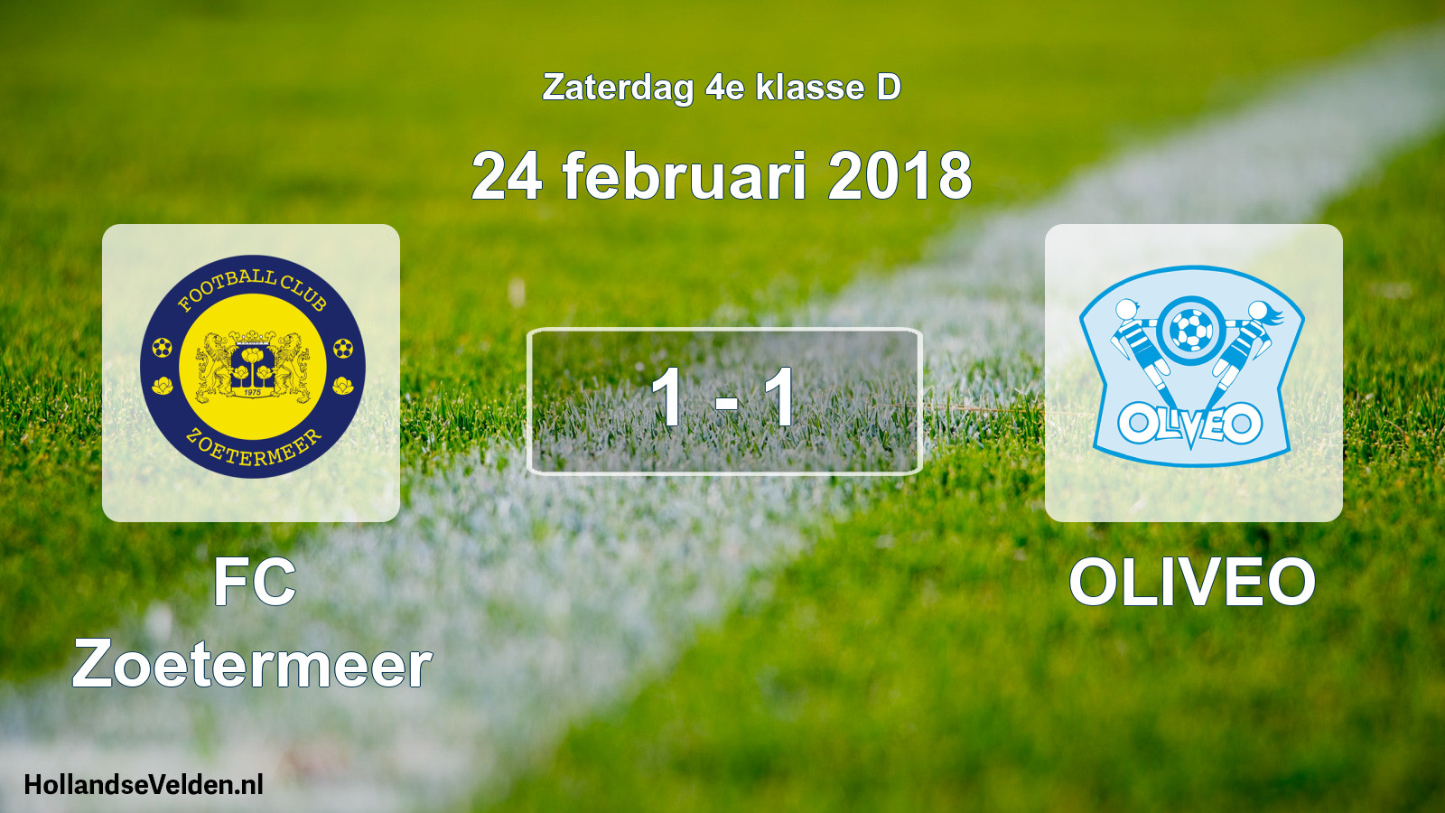 Total number of matches played: FC Zoetermeer - OLIVEO 1 - 1 (24 February 2018)