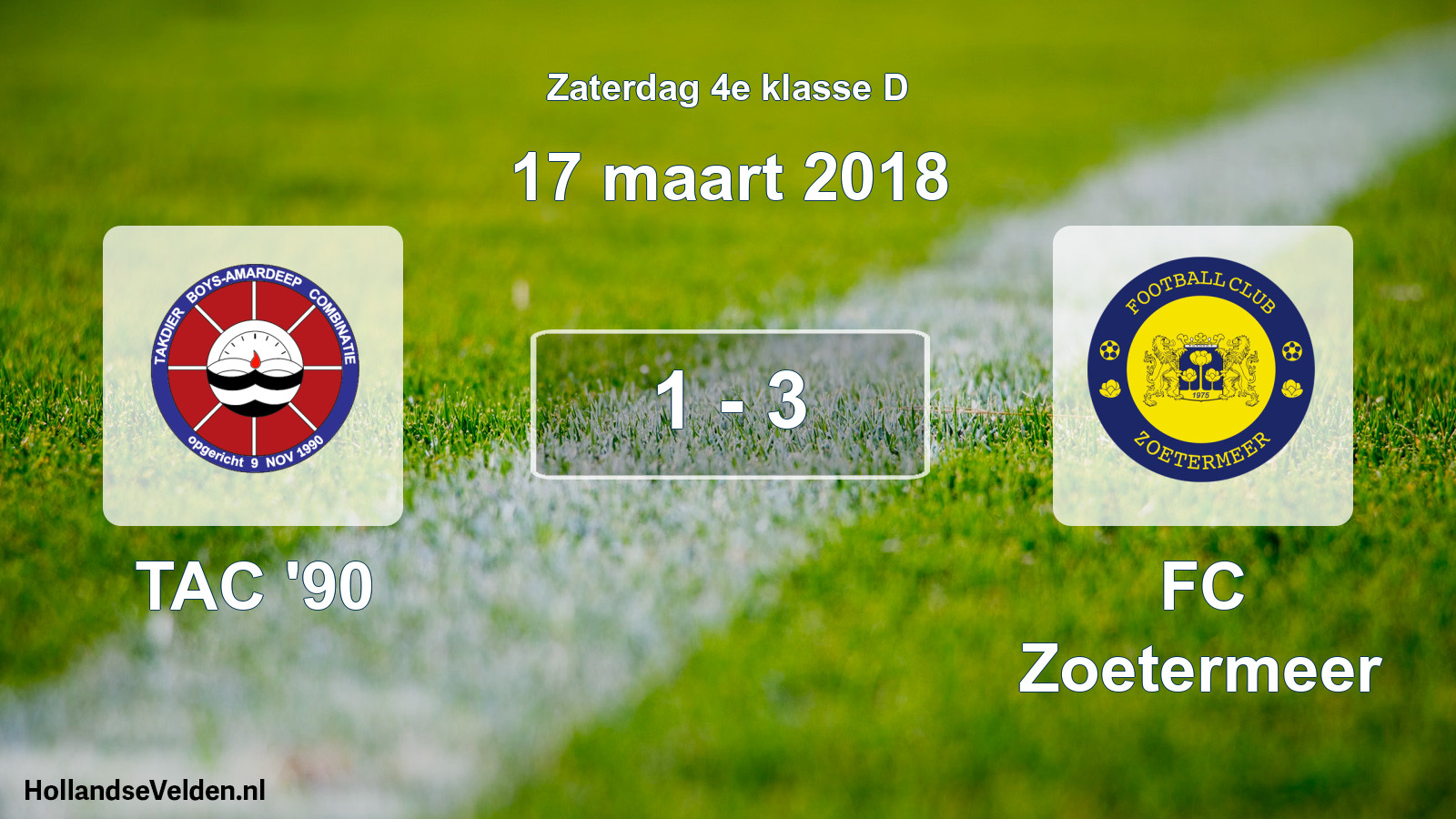 Total number of matches played: TAC '90 - FC Zoetermeer 1 - 3 (17 March 2018)