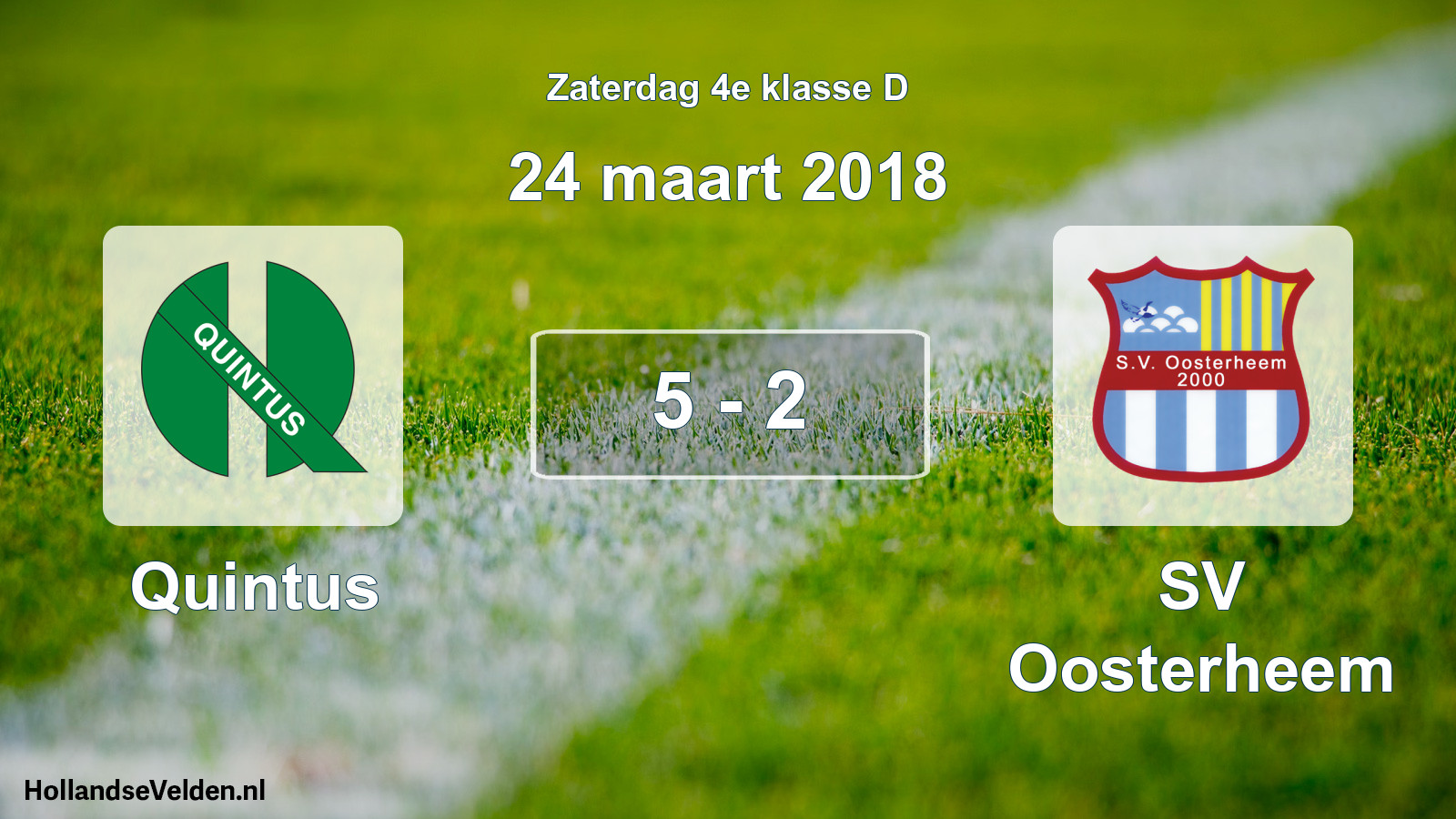 Total number of matches played: Quintus - SV Oosterheem 5 - 2 (24 March 2018)